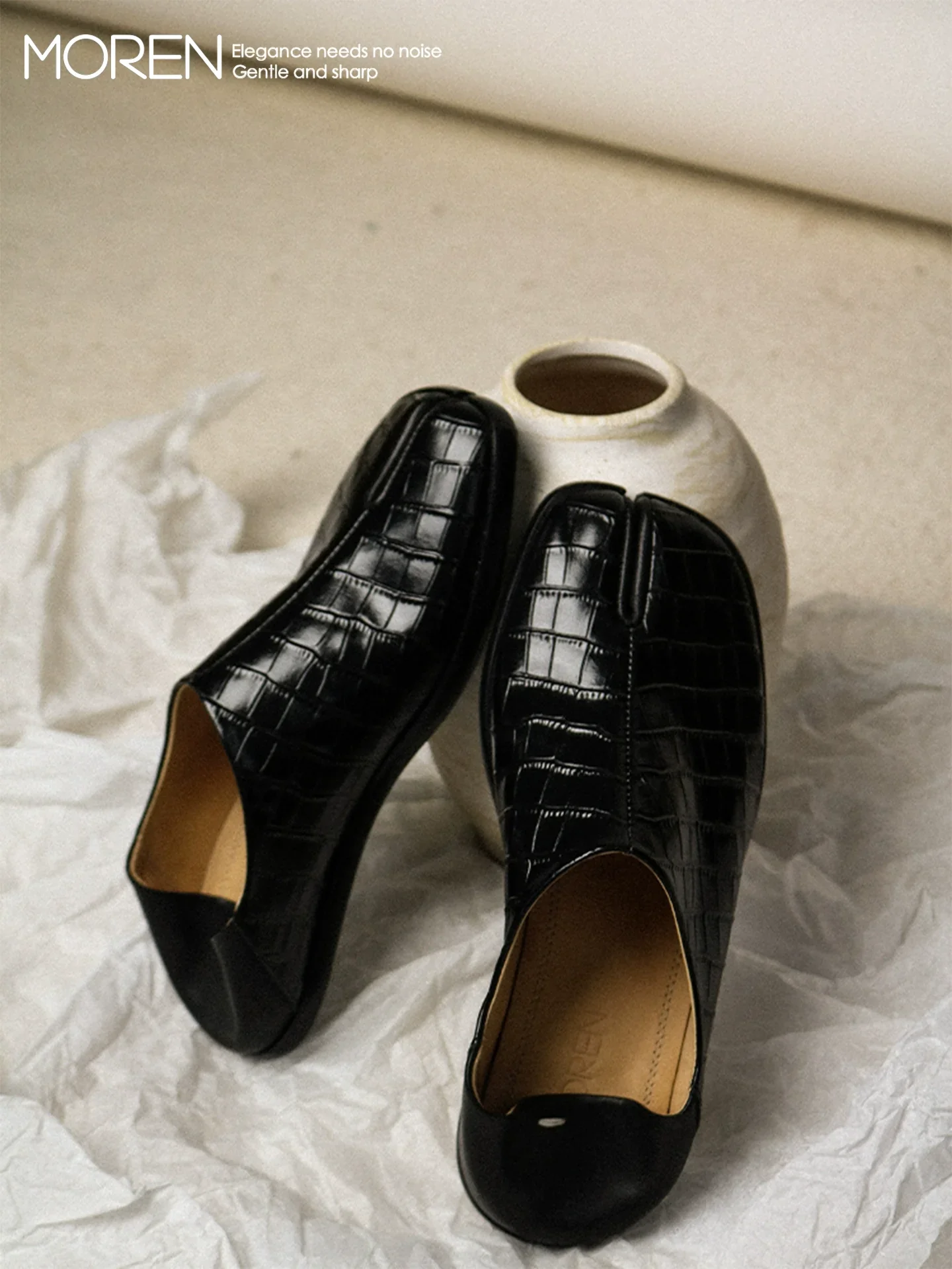 Croc-Embossed Tabi Loafers