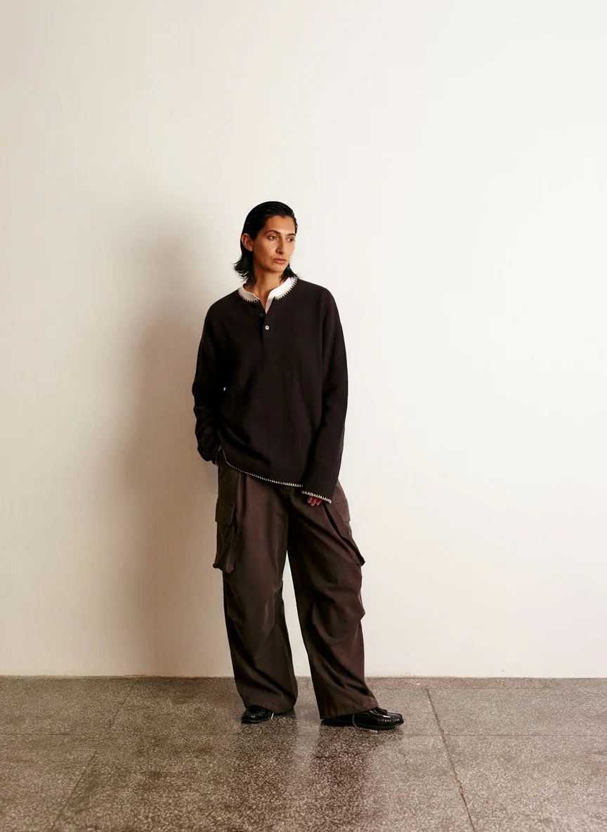 Crochet-Edge Cotton Henley - Image 6