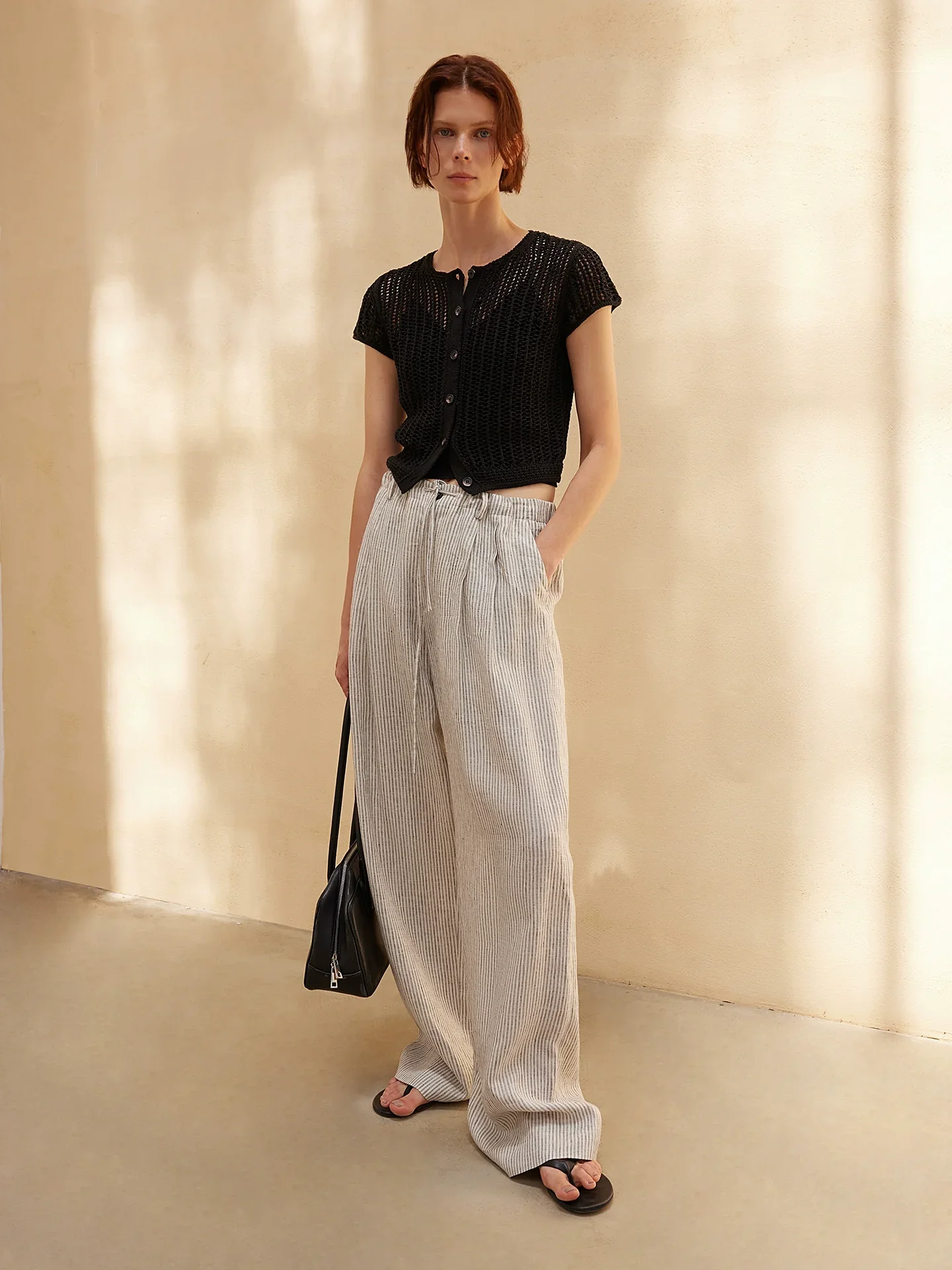 Crochet Mesh Short-Sleeve Cardigan - Image 2