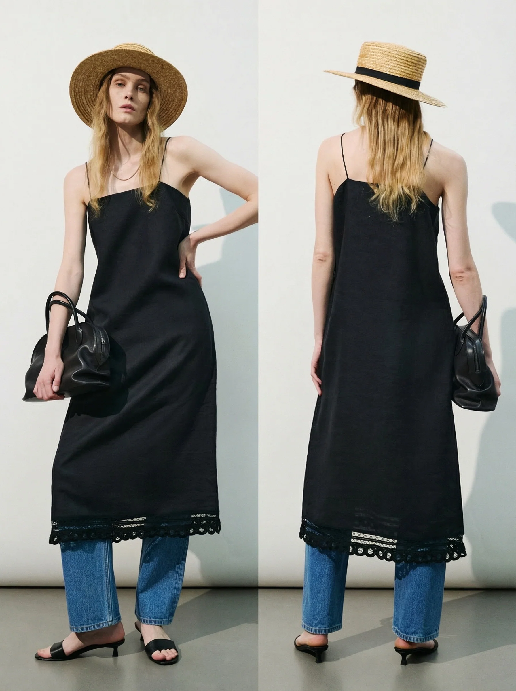 Crochet-Trim Linen Slip Dress - Image 4