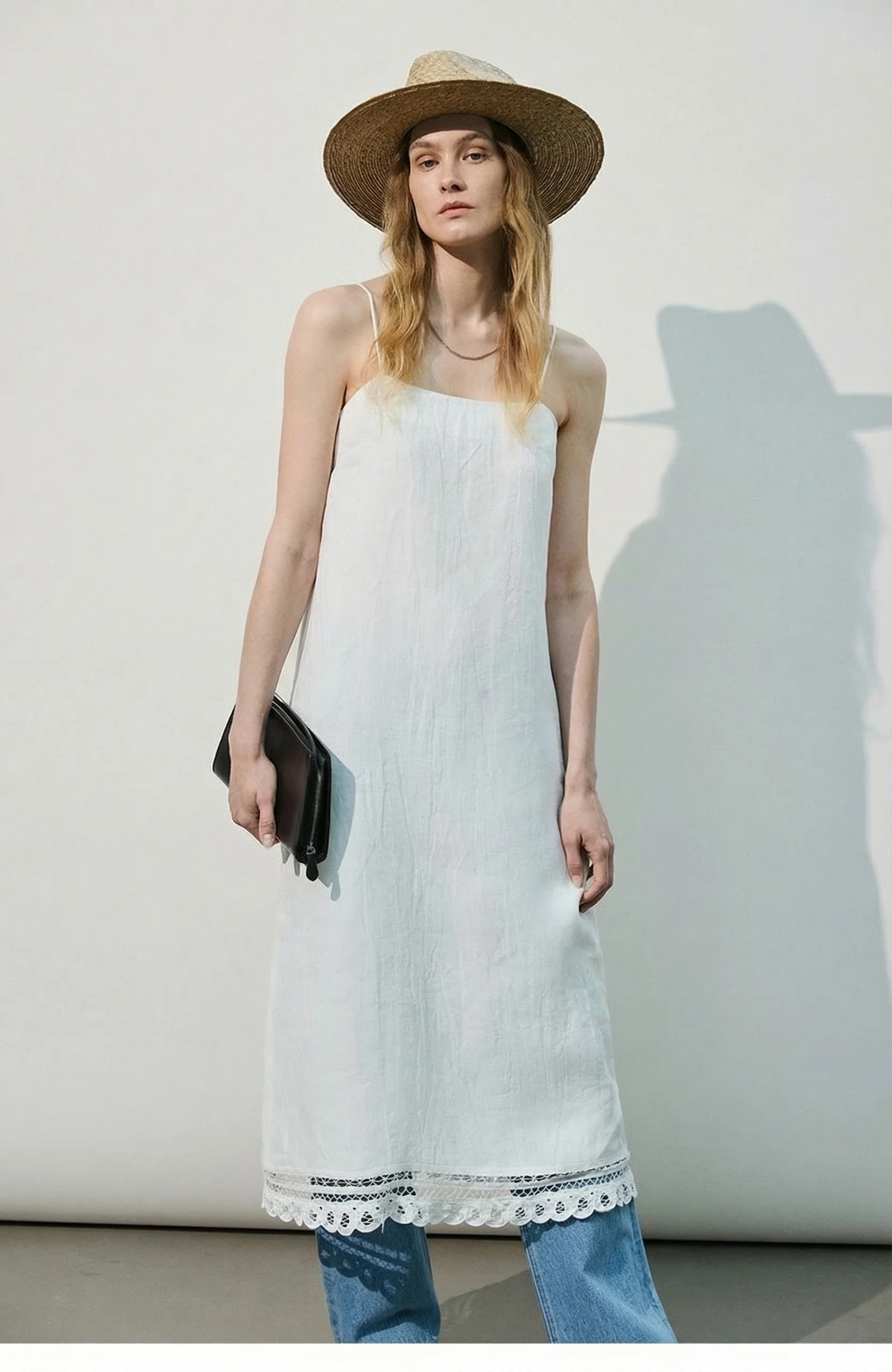 Crochet-Trim Linen Slip Dress - Image 5