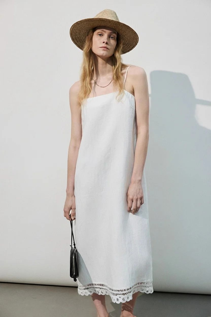 Crochet-Trim Linen Slip Dress - Image 6