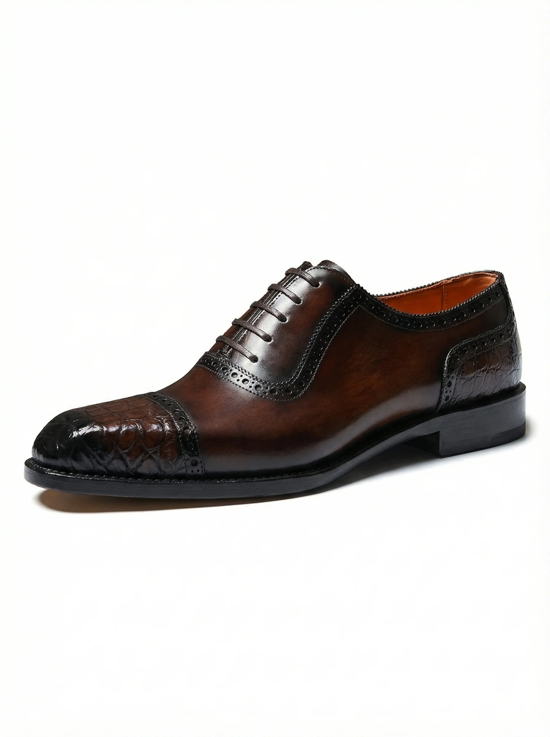 Crocodile-Embossed Leather Oxford - Image 4