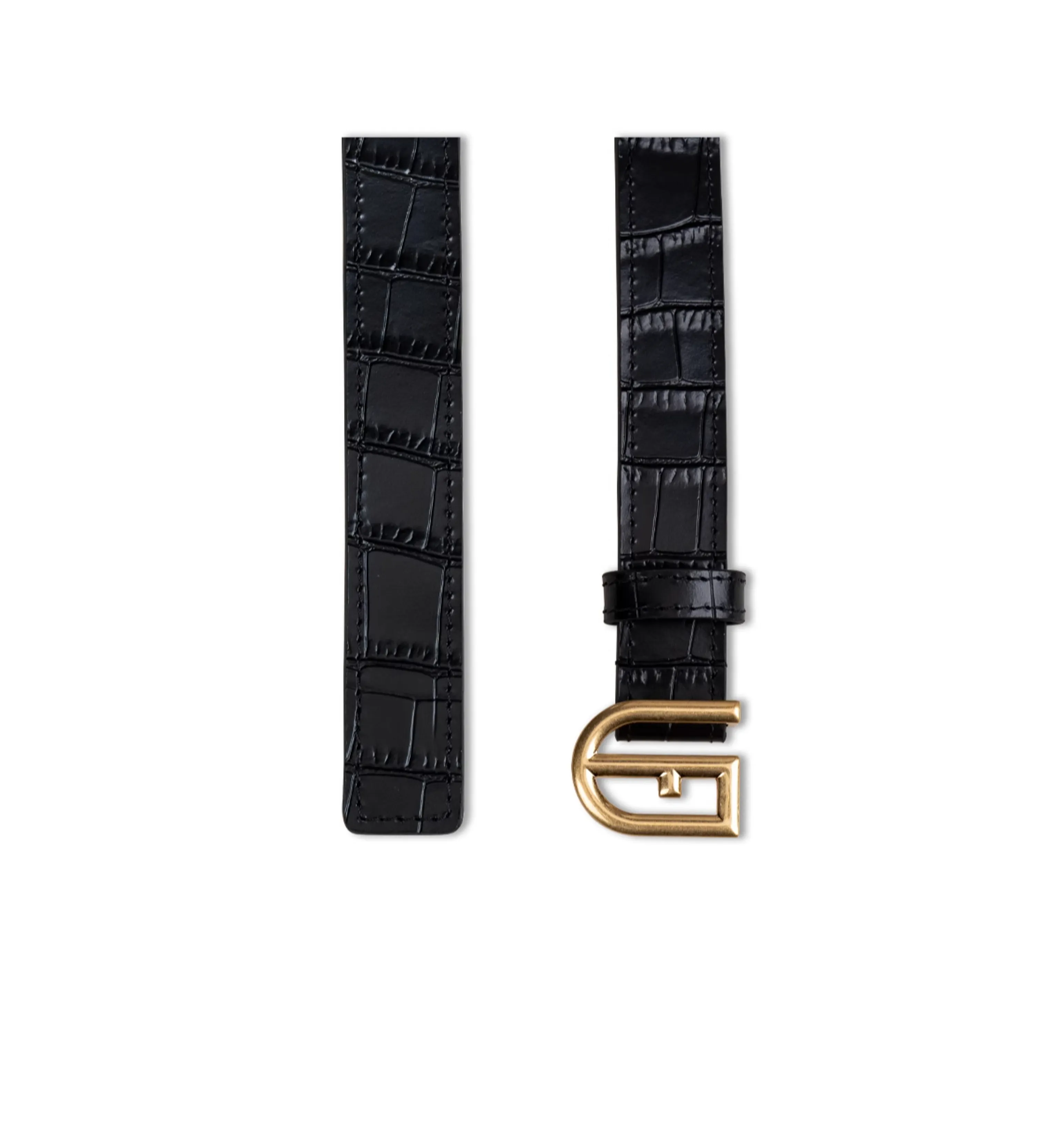 Crocodile Textured Leather Belt - Image 6