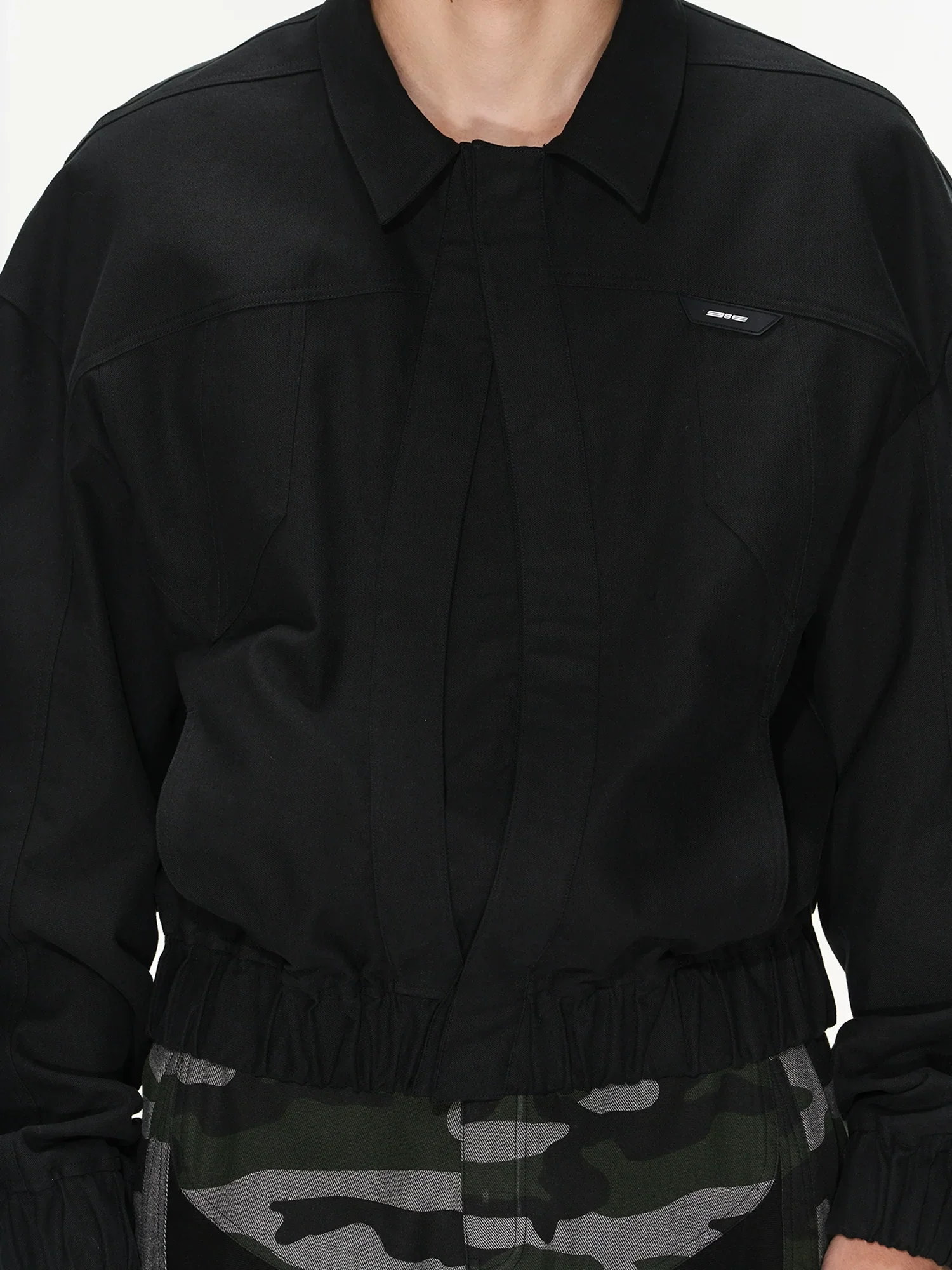 Cropped Cotton Bomber Jacket - Image 3