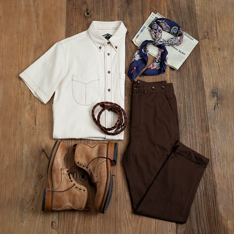 Cropped Cotton Twill Work Trousers - Image 4