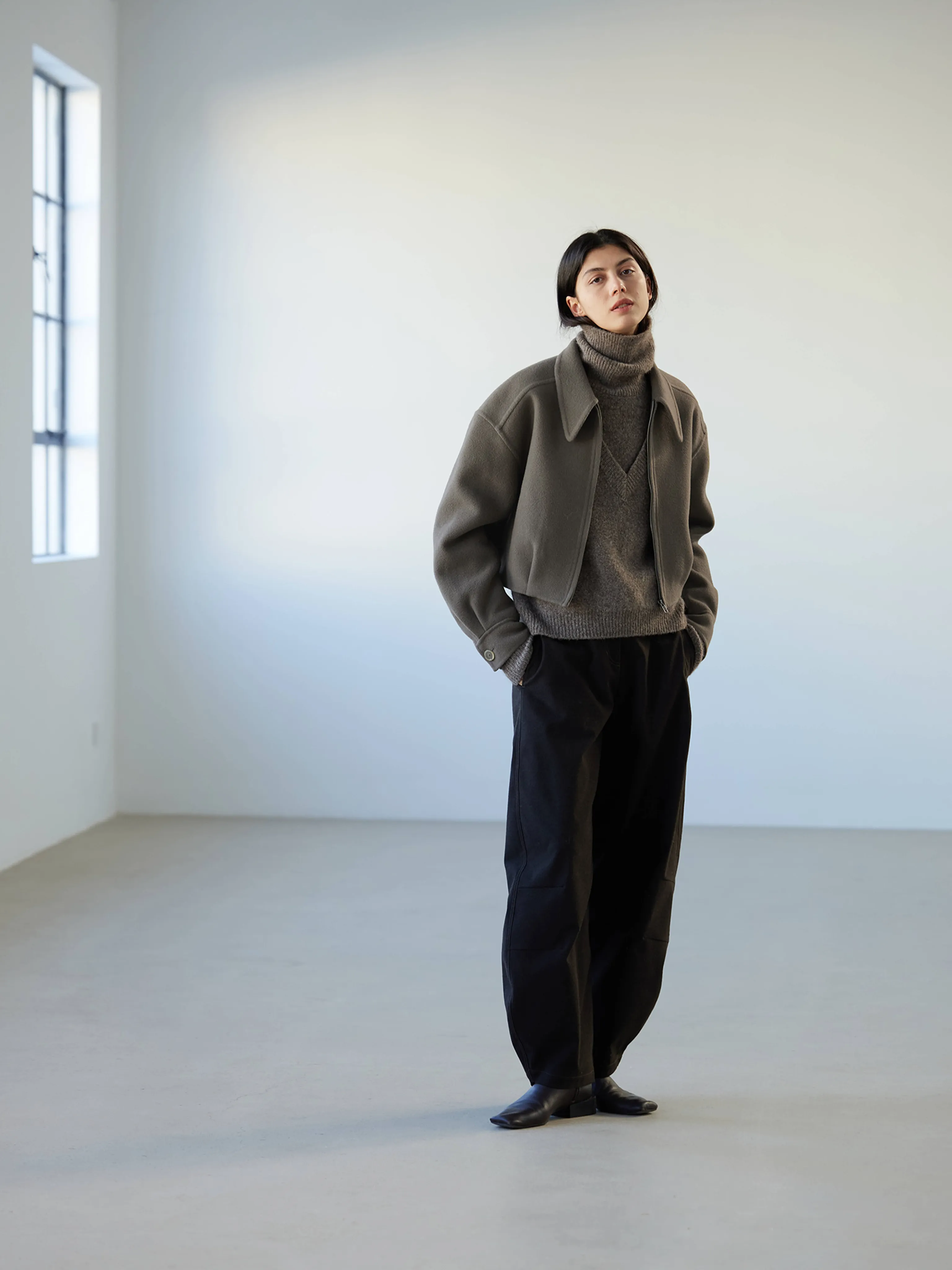 Cropped Double-Faced Wool Zip Jacket - Image 3