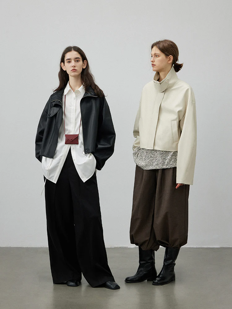 Cropped Faux Leather Zip Jacket - Image 5