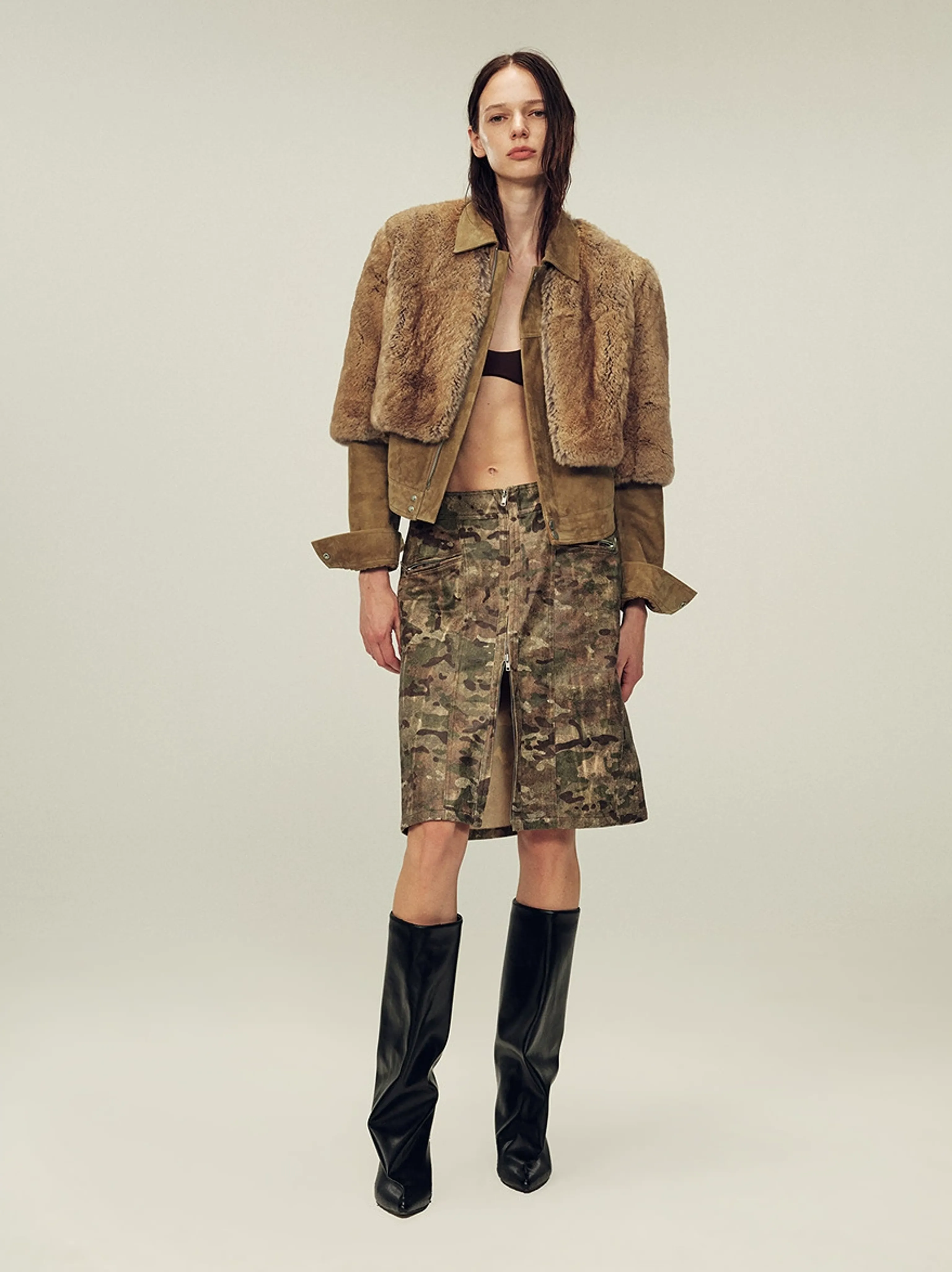 Cropped Fur-Textured Jacket