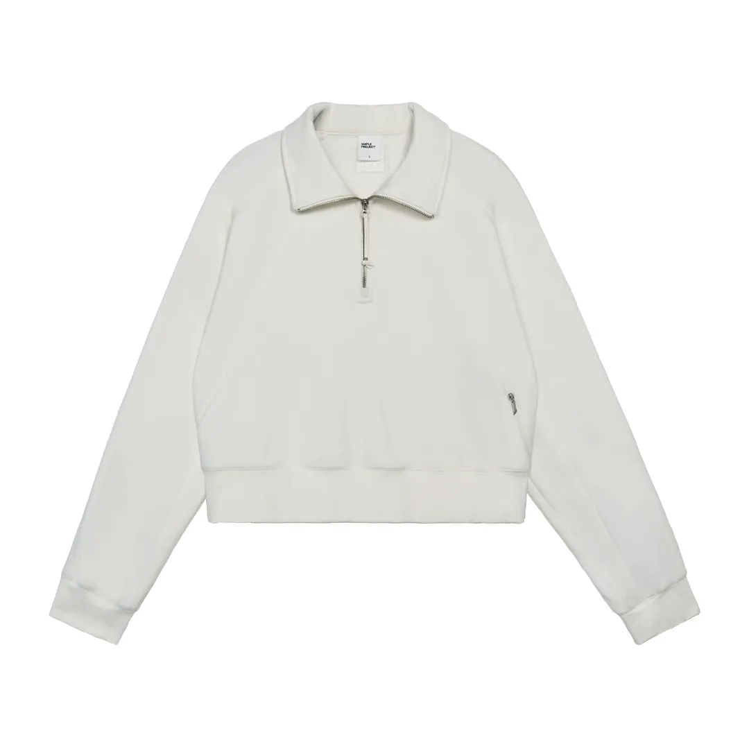 Cropped Half-Zip Mock-Neck Raglan Sweatshirt - Image 9