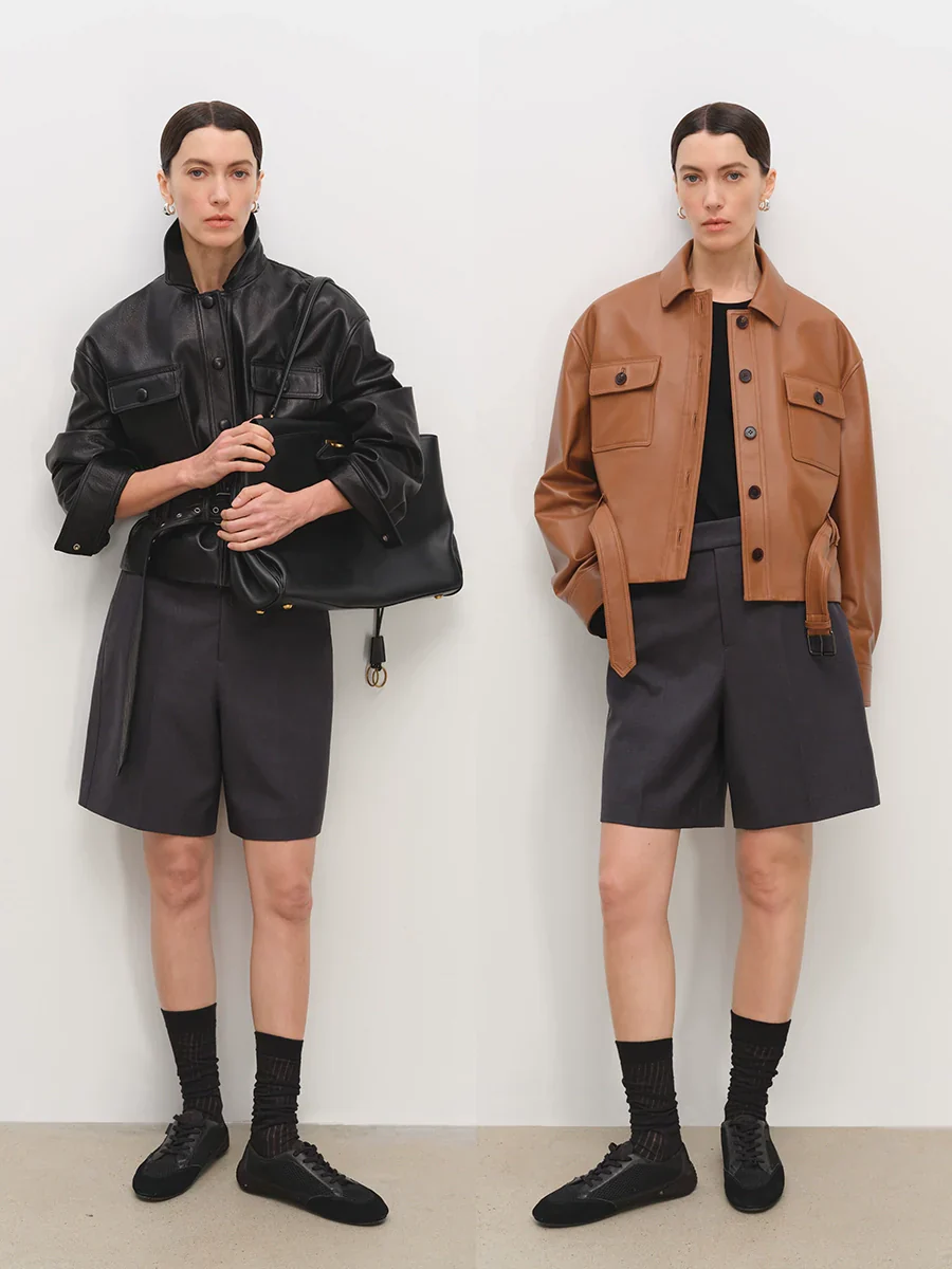 Cropped Lambskin Belted Jacket - Image 4