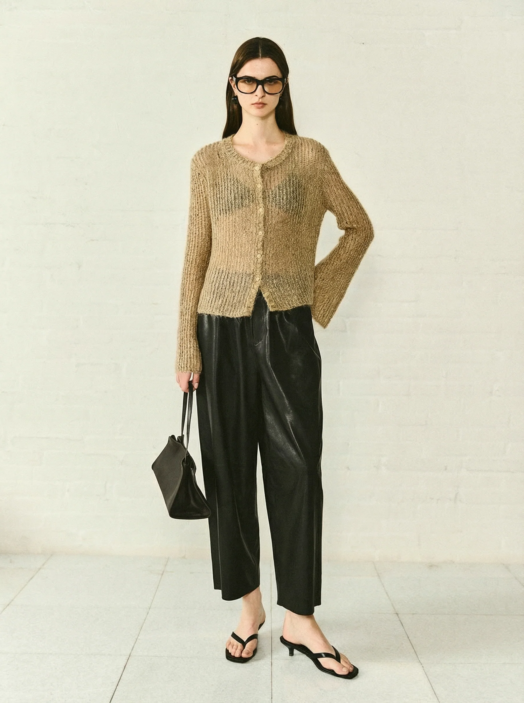 Cropped Lambskin Wide-Leg Pants - Image 3