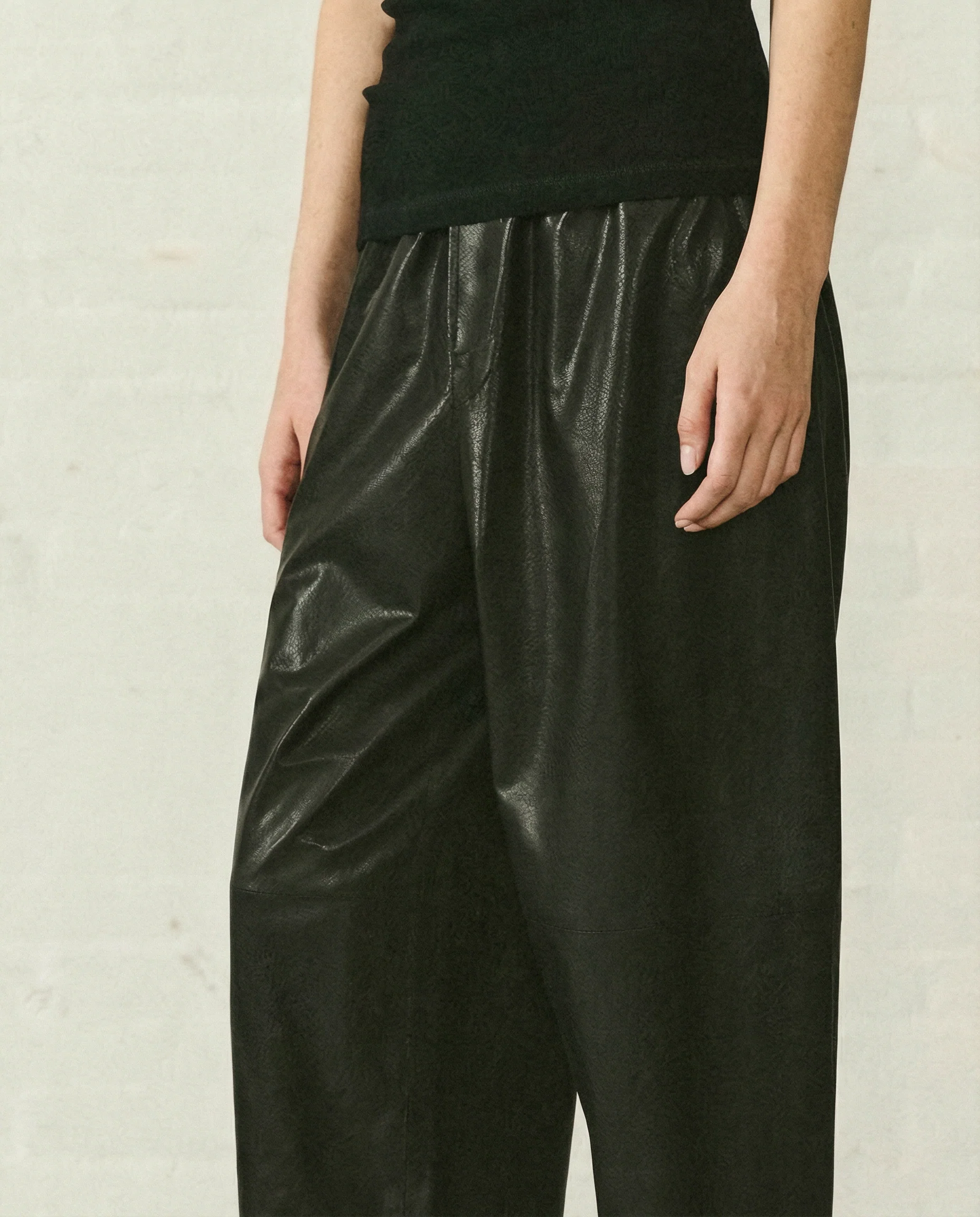 Cropped Lambskin Wide-Leg Pants - Image 4