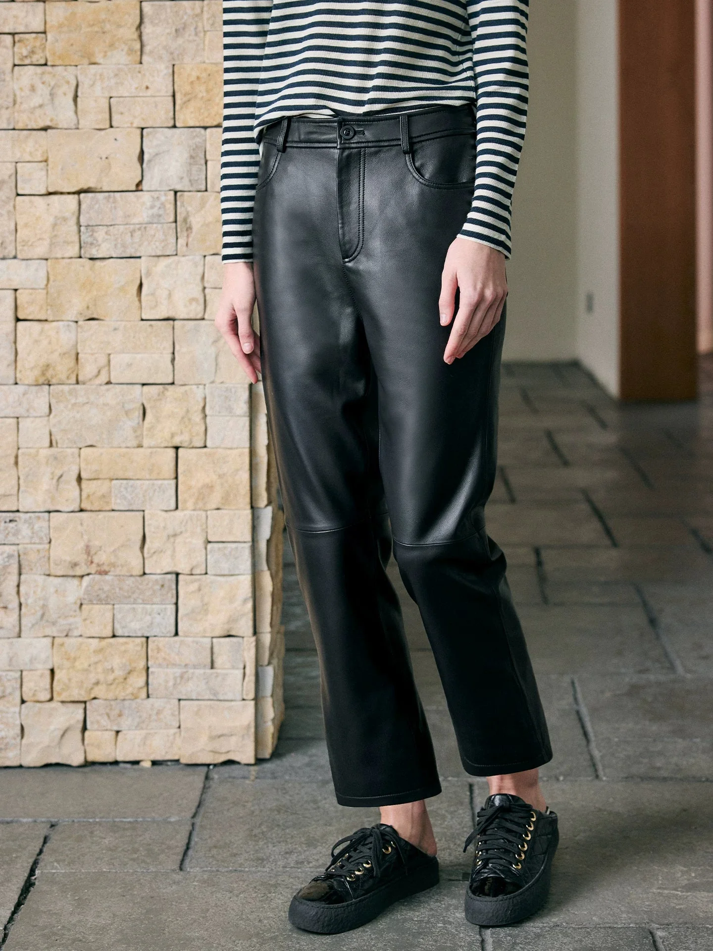 Cropped Leather-Look Pants - Image 2