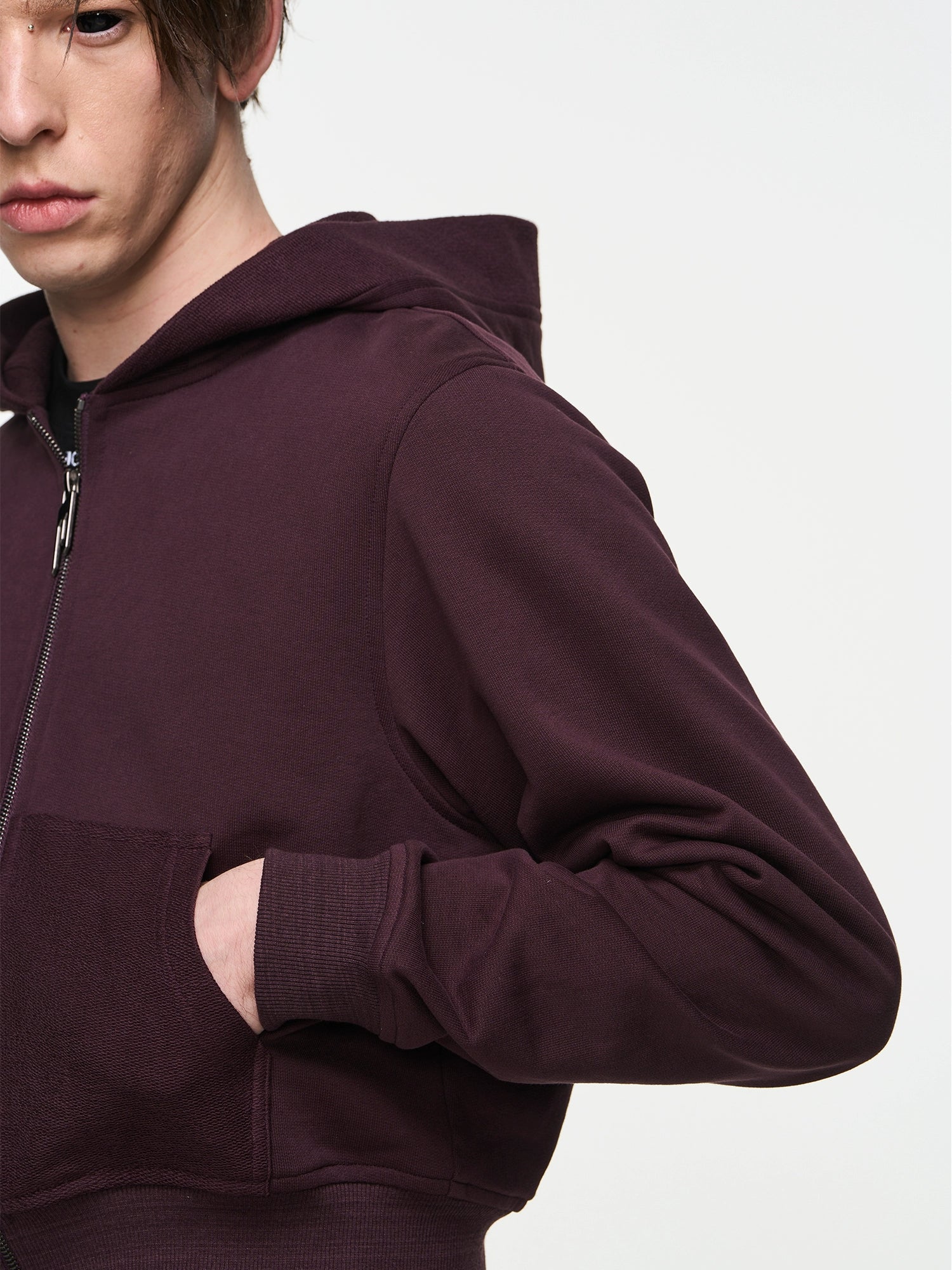 Cropped Logo Zip Hoodie - Image 3