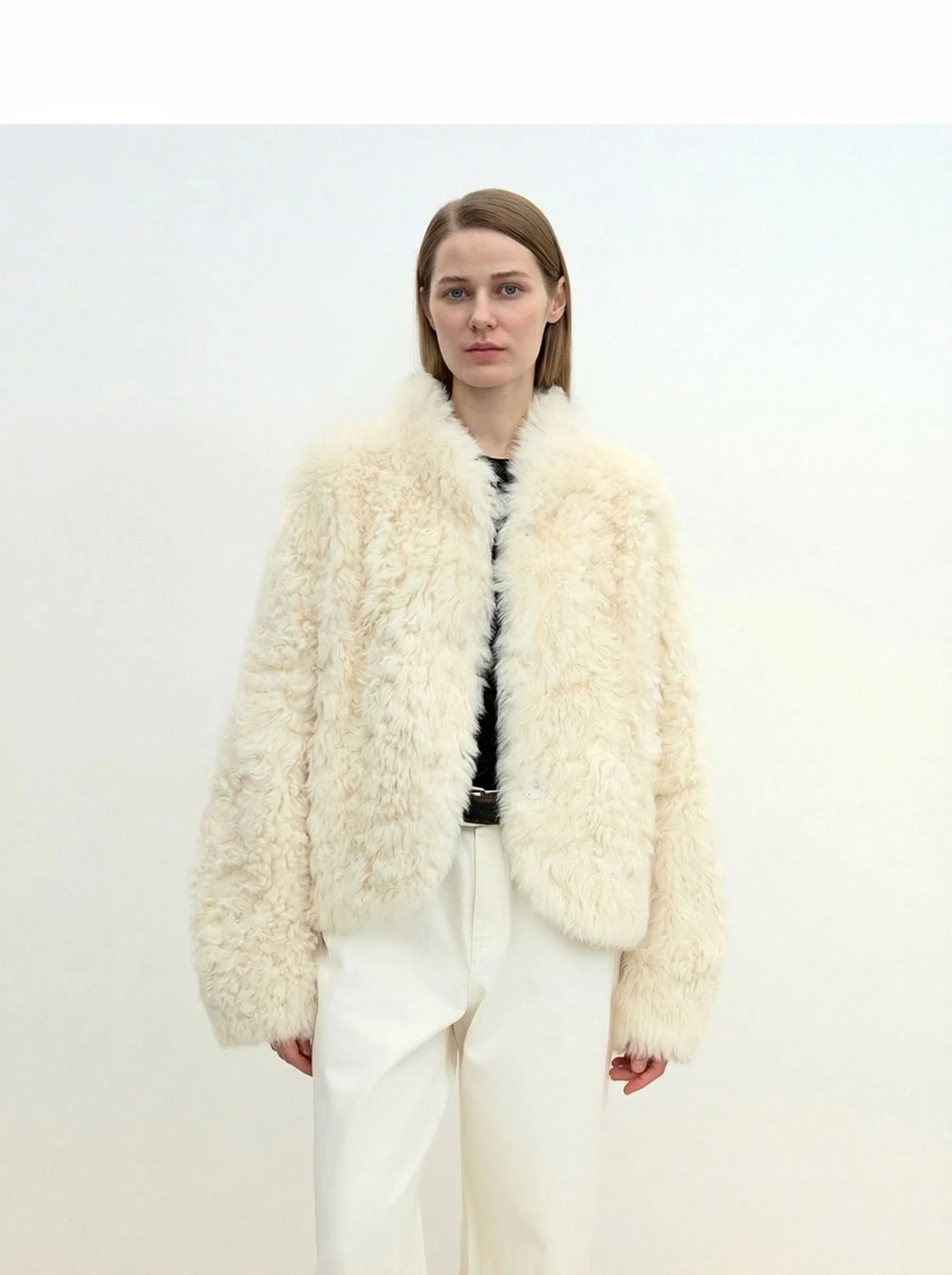 Cropped Pile Jacket - Image 2