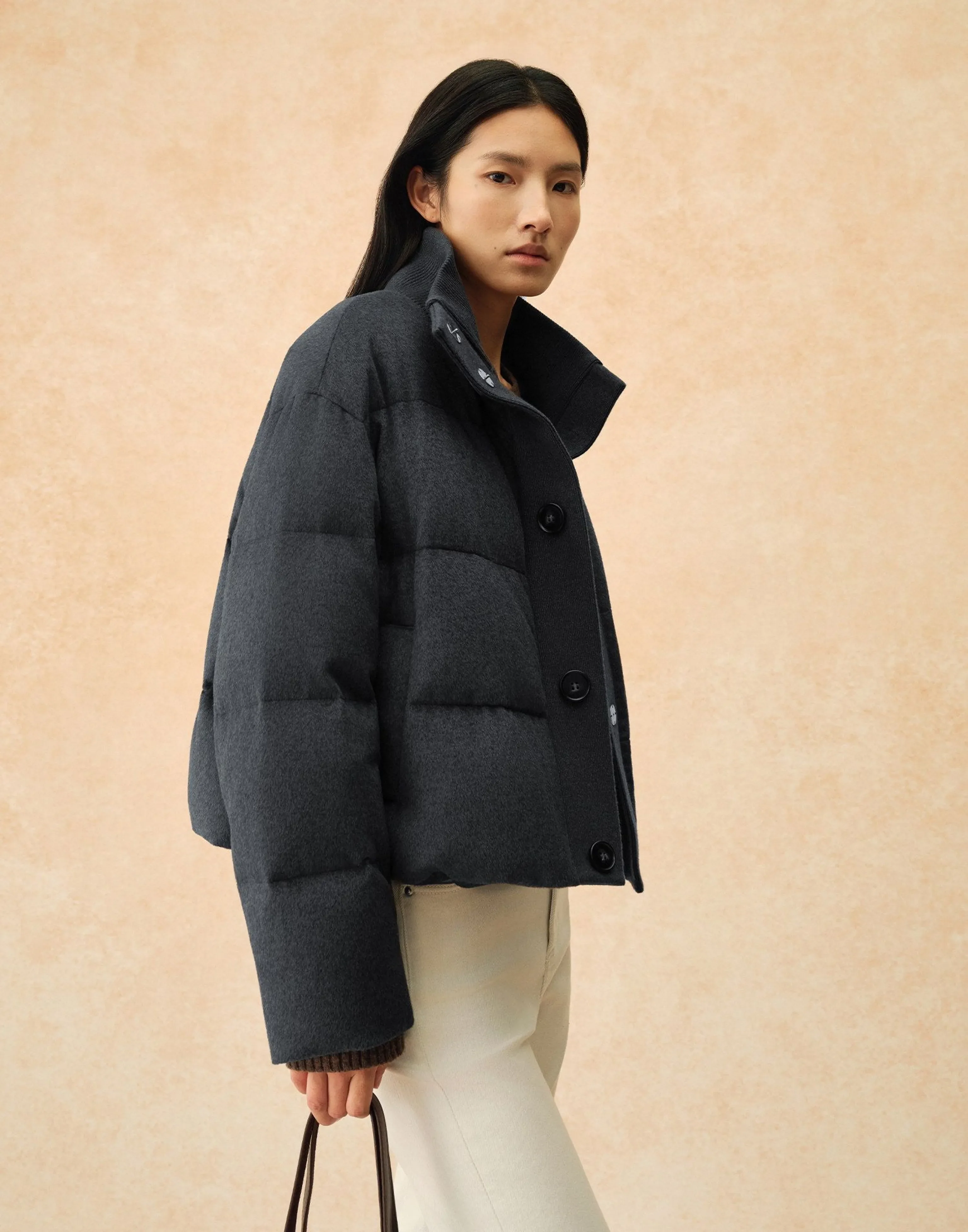 Cropped Stand Collar Down Jacket - Image 3