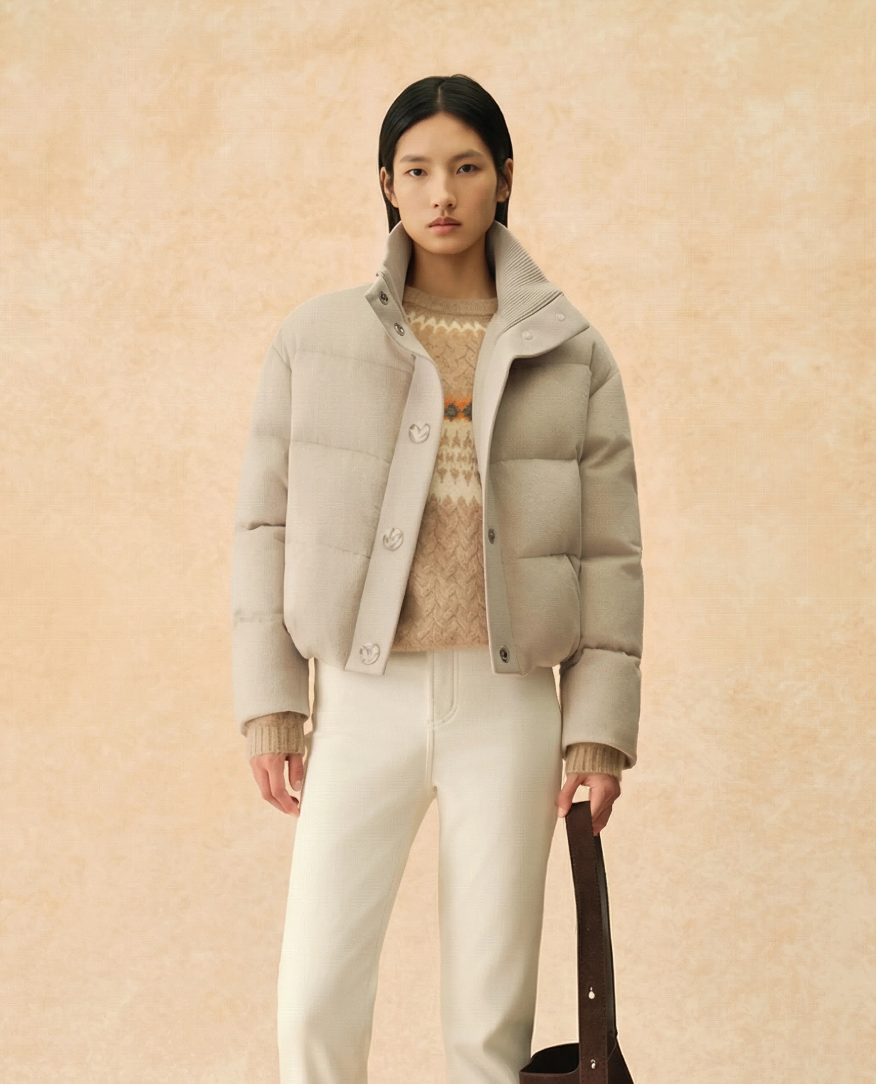 Cropped Stand Collar Down Jacket - Image 6