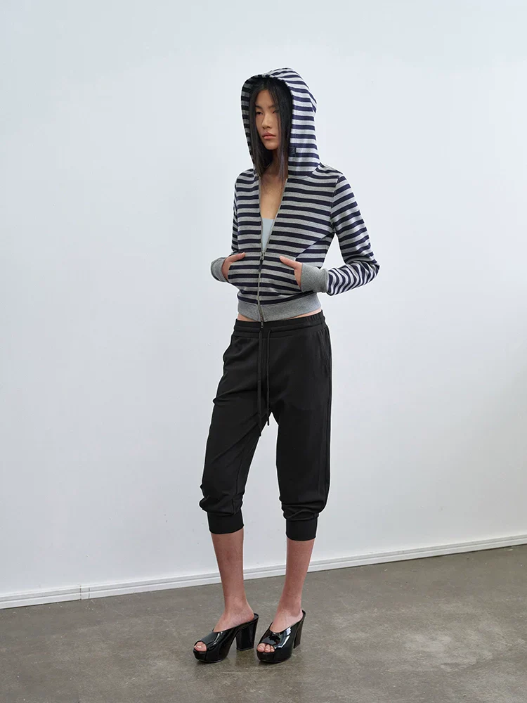 Cropped Striped Hoodie - Image 5
