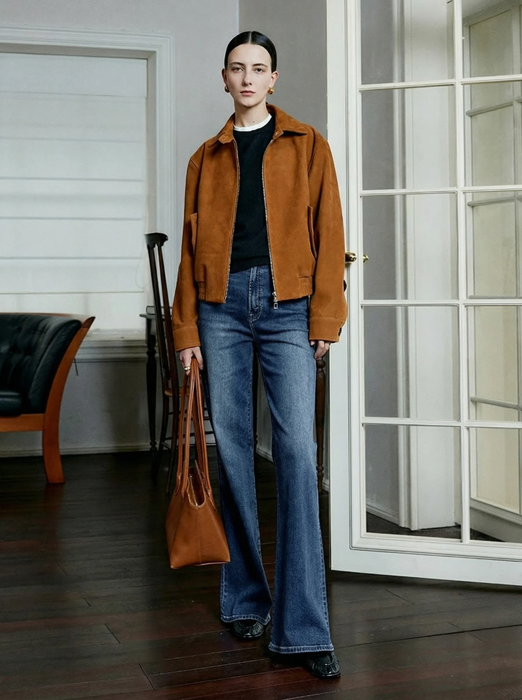 Cropped Suede Lambskin Jacket - Image 8