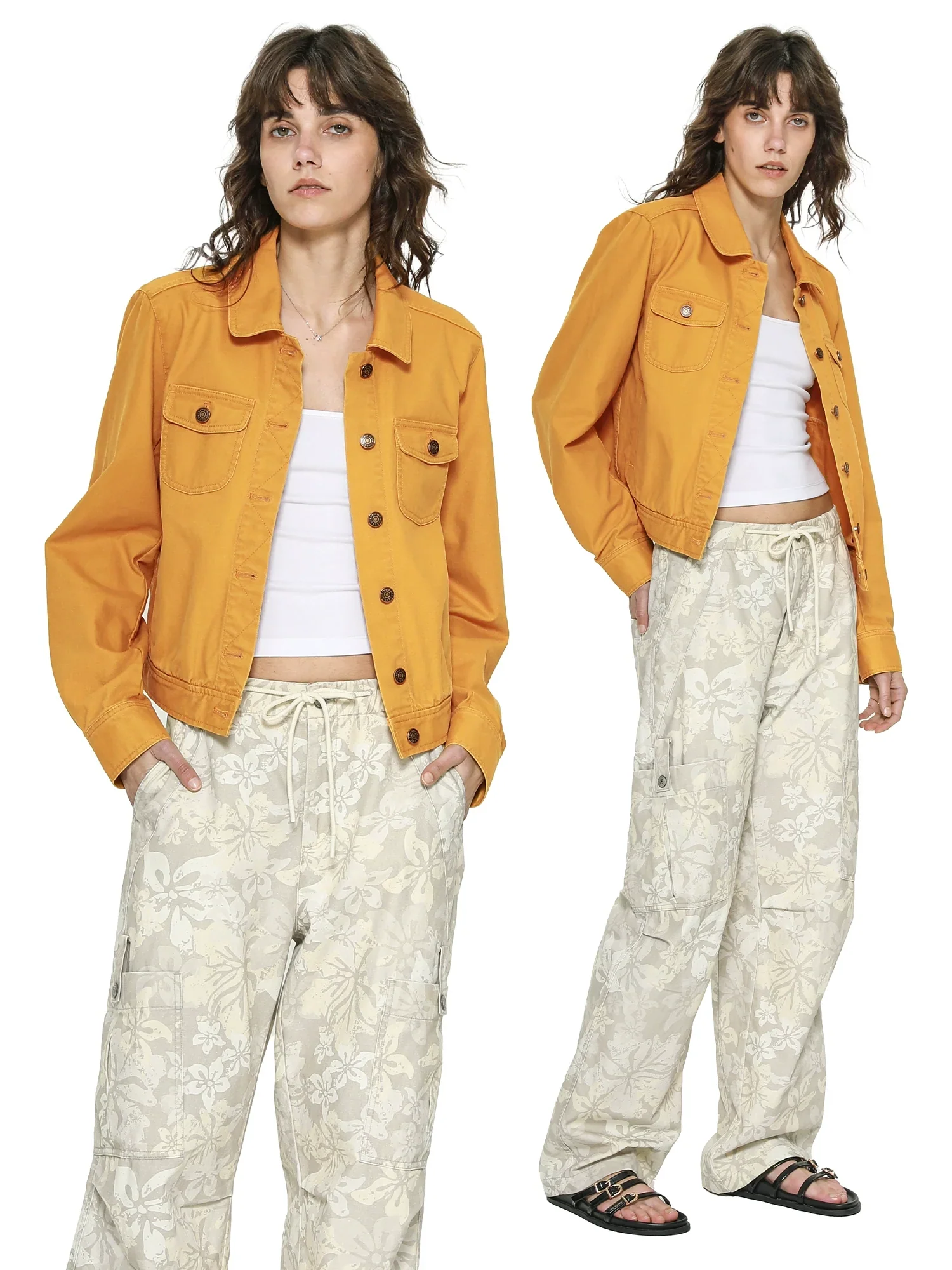 Cropped Twill Trucker Jacket - Image 4