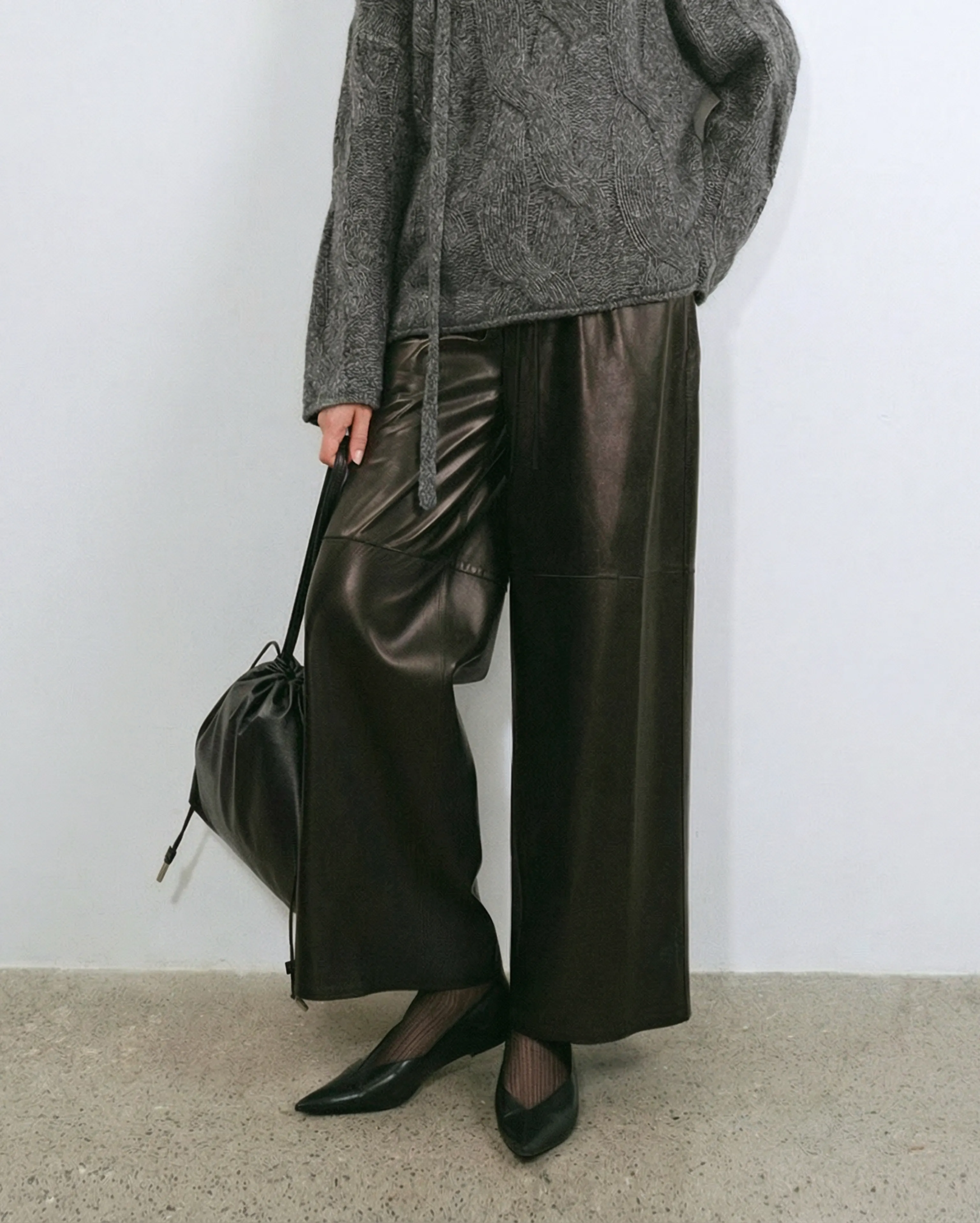 Cropped Wide-Leg Lambskin Pants - Image 3