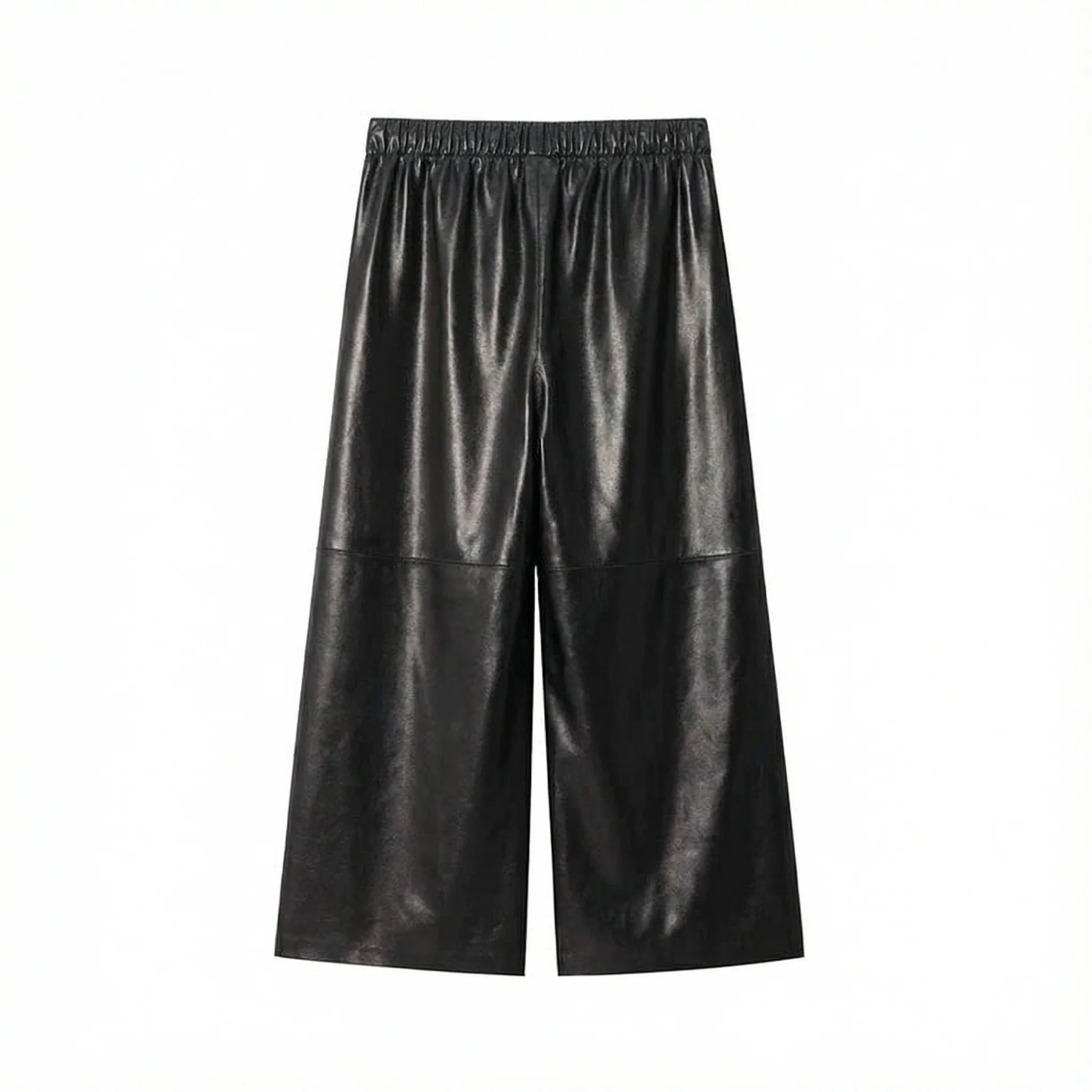 Cropped Wide-Leg Lambskin Pants - Image 4