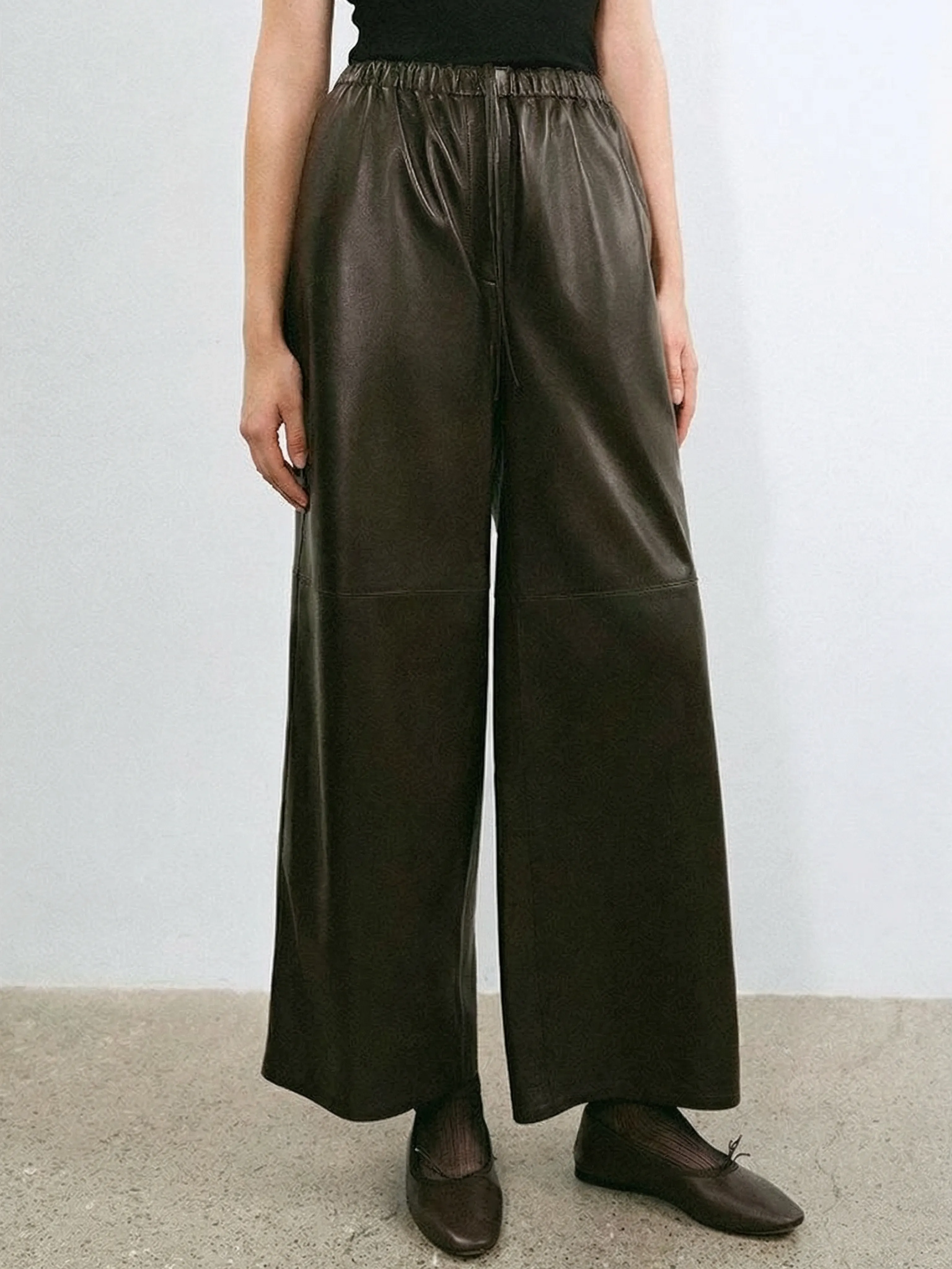 Cropped Wide-Leg Lambskin Pants - Image 6