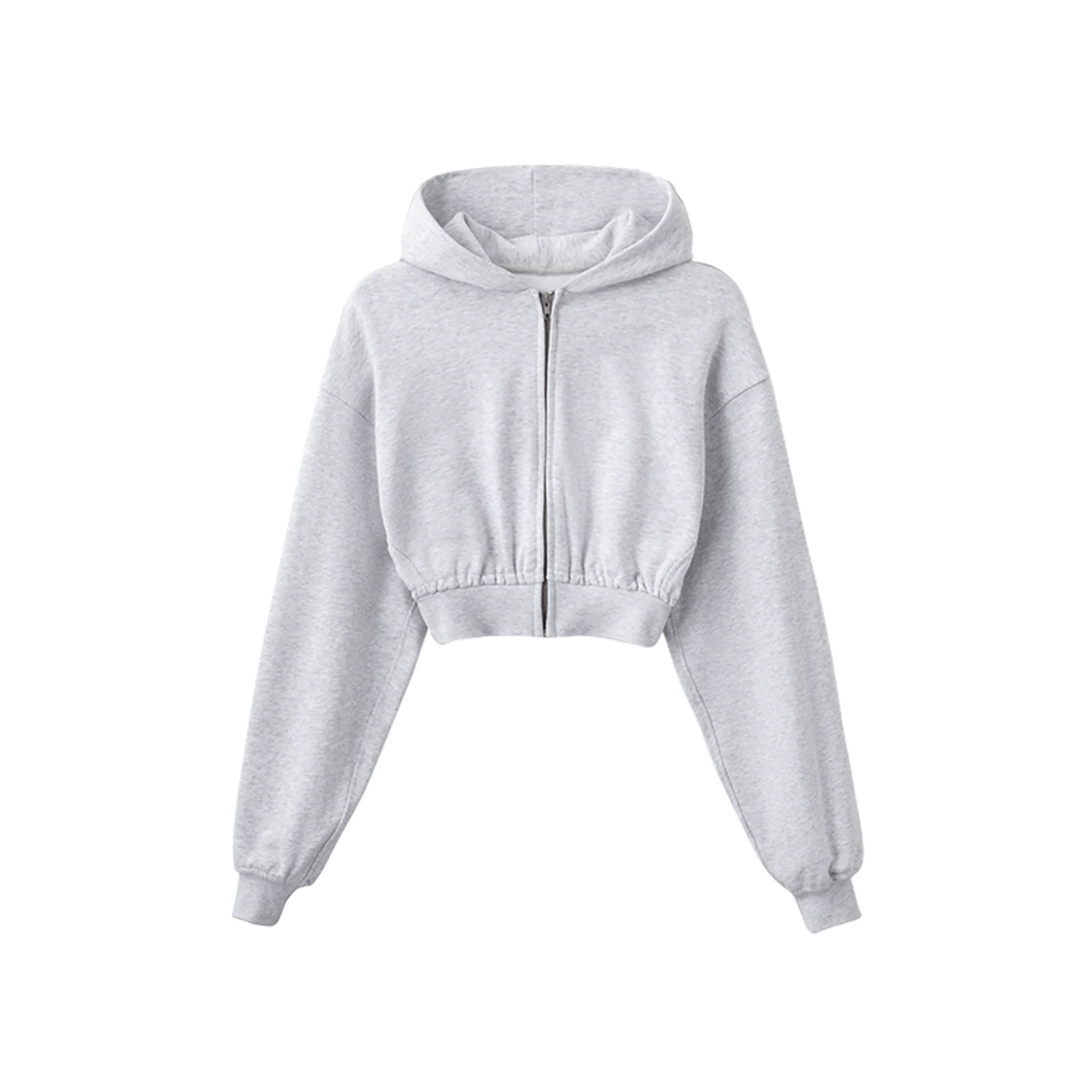 Cropped Zip-Up Hoodie and Wide-Leg Sweatpants Set - Image 7
