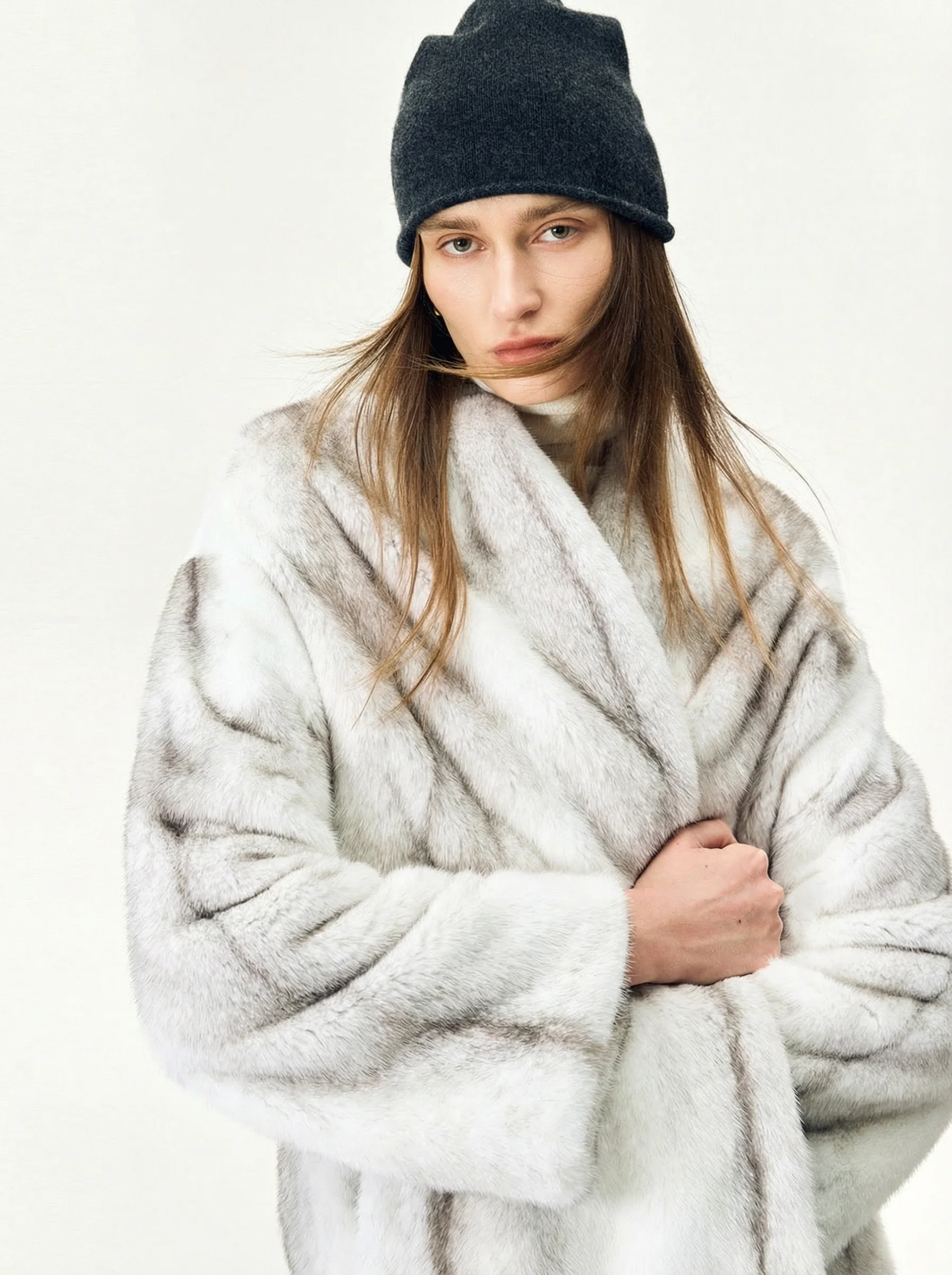 Cross Mink V-Neck Coat - Image 2