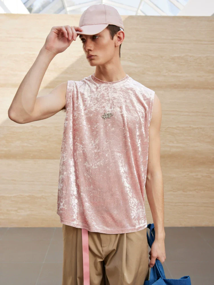 Crushed Velvet Sleeveless Vest - Image 5