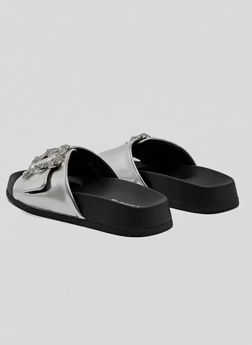 Crystal Buckle Slide Sandals - Image 3