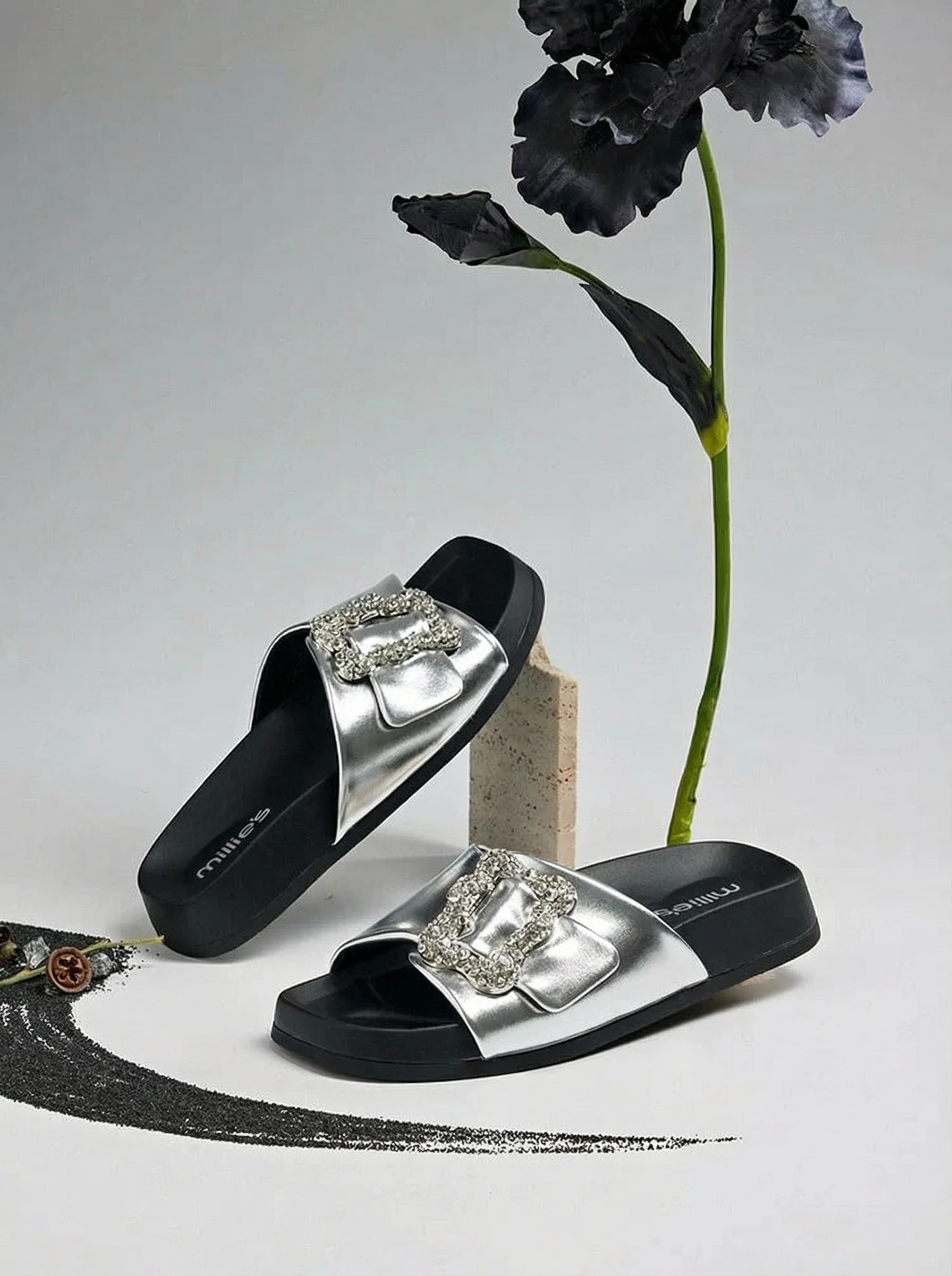 Crystal Buckle Slide Sandals - Image 4