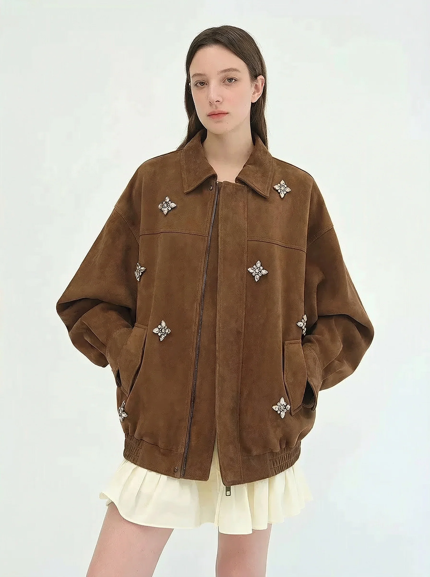 Crystal Top Grain Leather Jacket