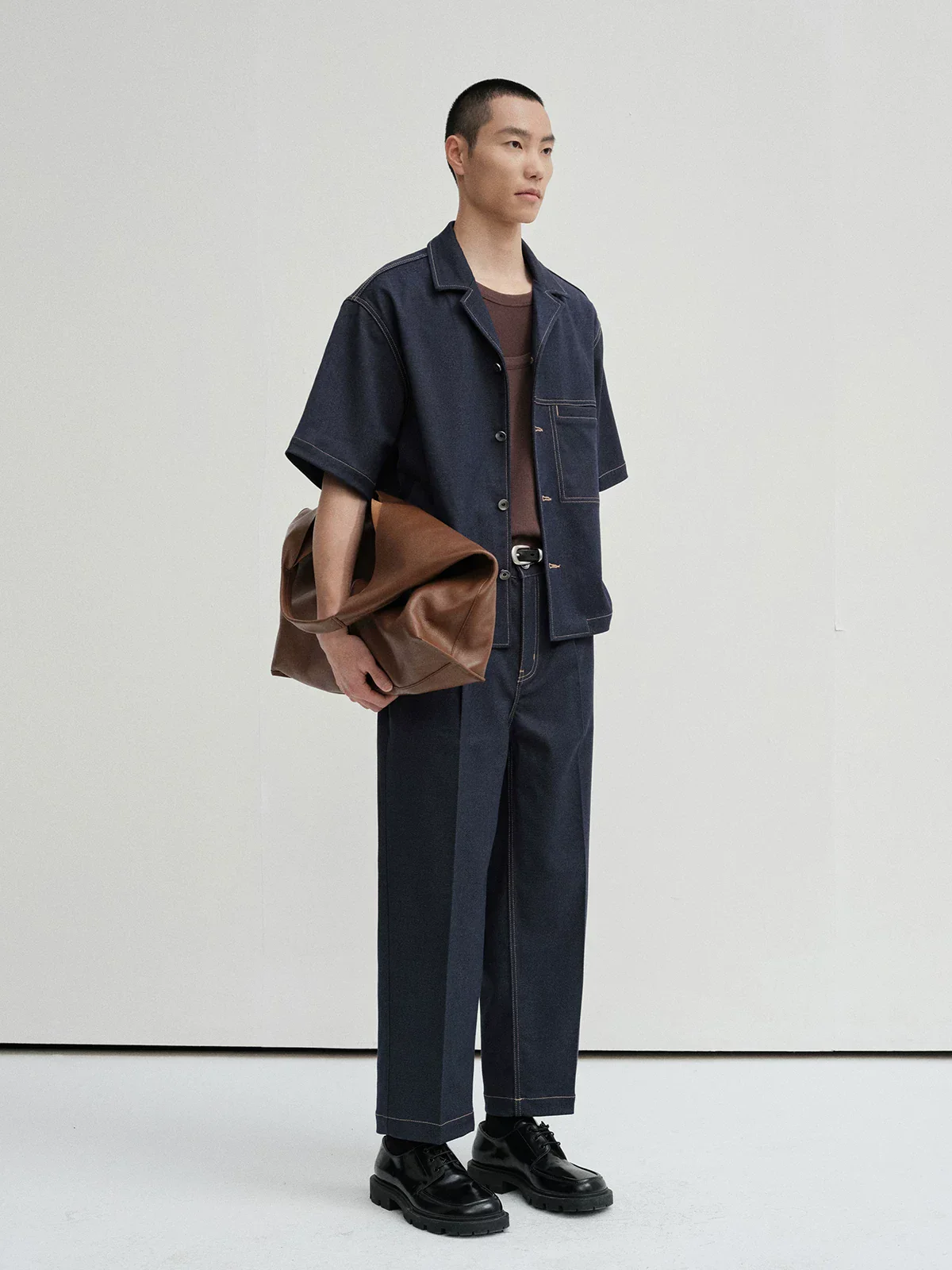 Cuban Collar Denim Overshirt - Image 2