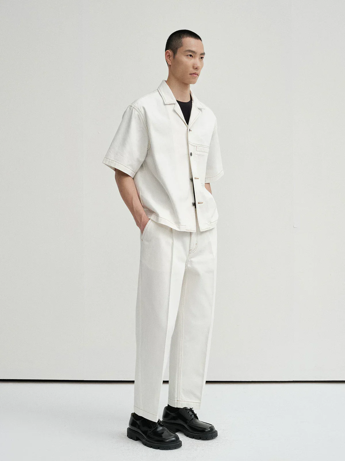 Cuban Collar Denim Overshirt - Image 5