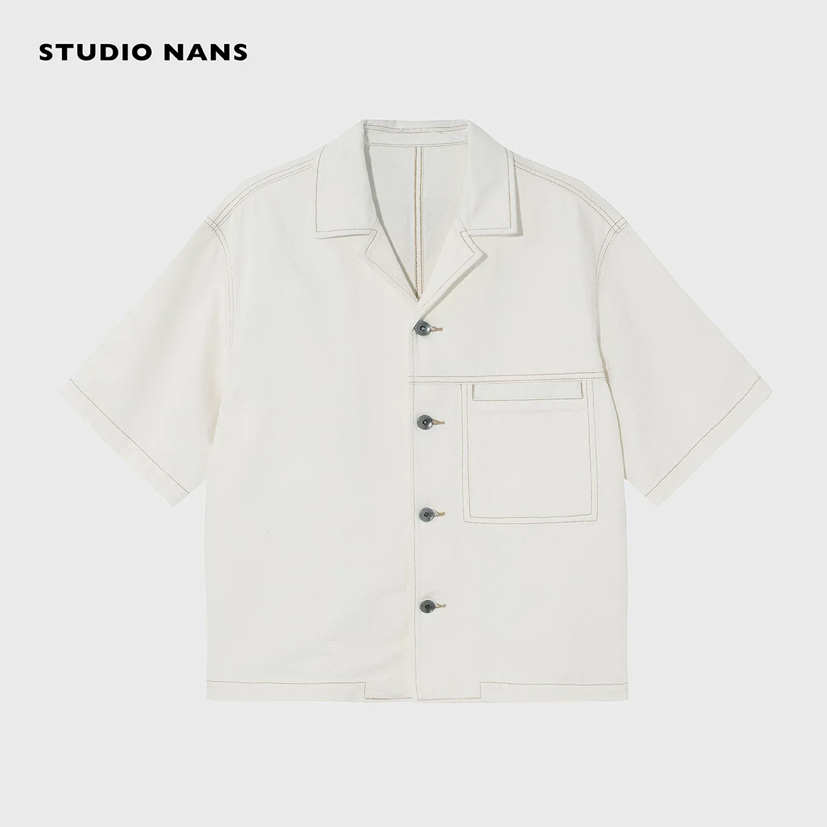 Cuban Collar Denim Overshirt - Image 6