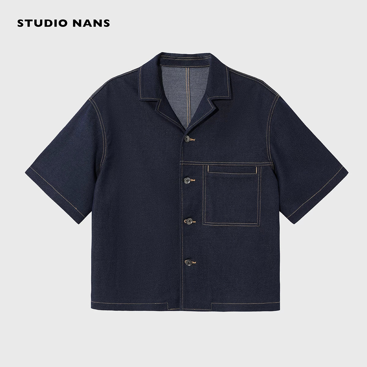 Cuban Collar Denim Overshirt - Image 7
