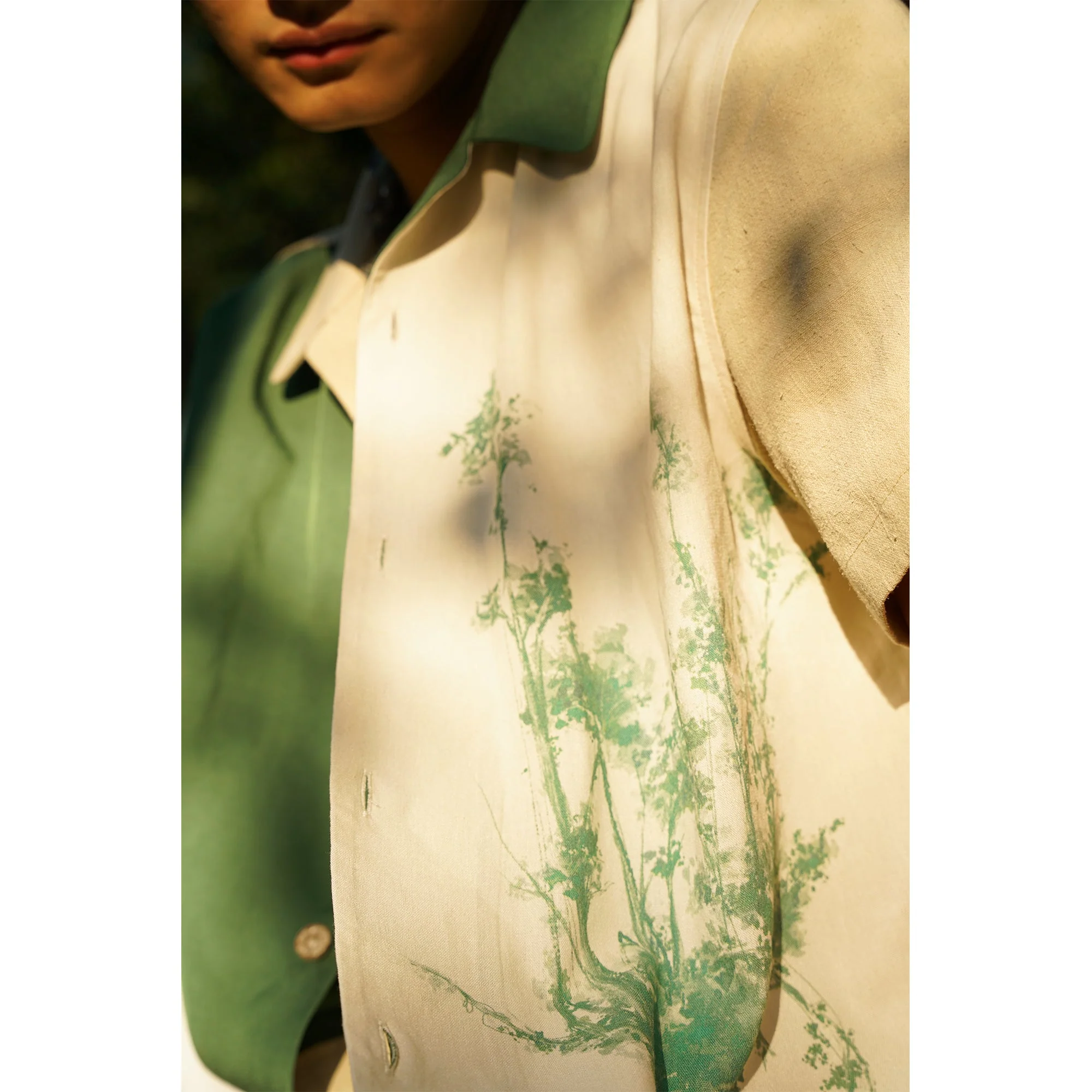 Cuban Collar Split-Design Shirt - Image 2