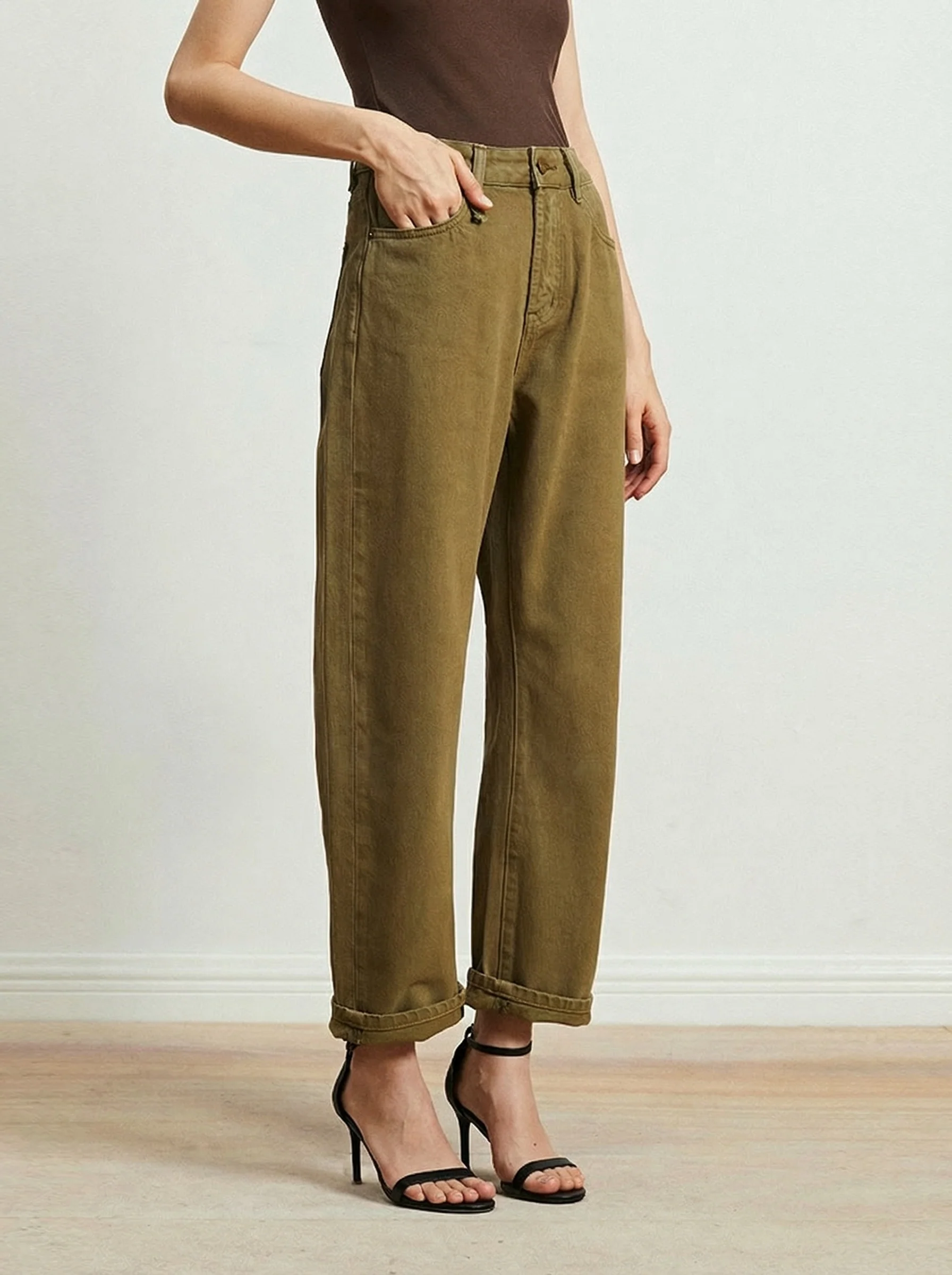 Cuffed Straight Jeans
