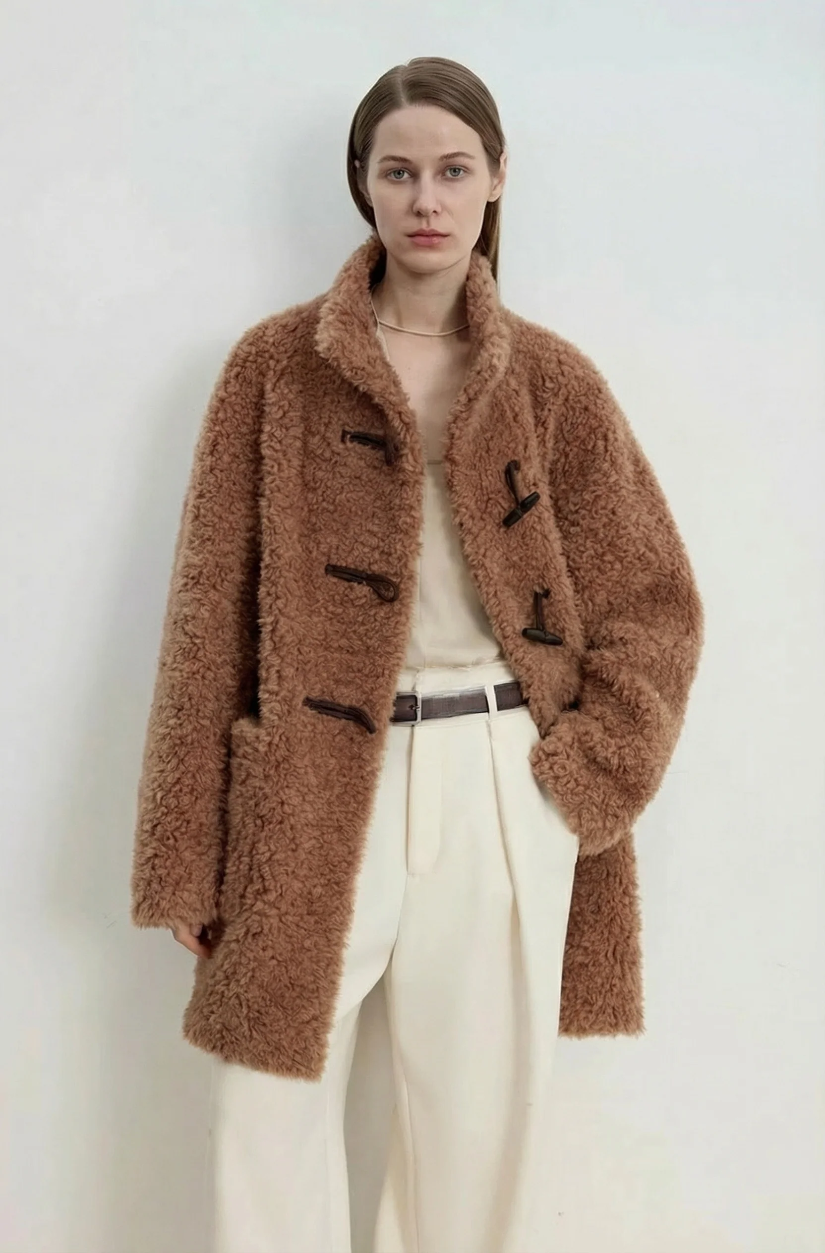 Curly Pile Toggle Coat