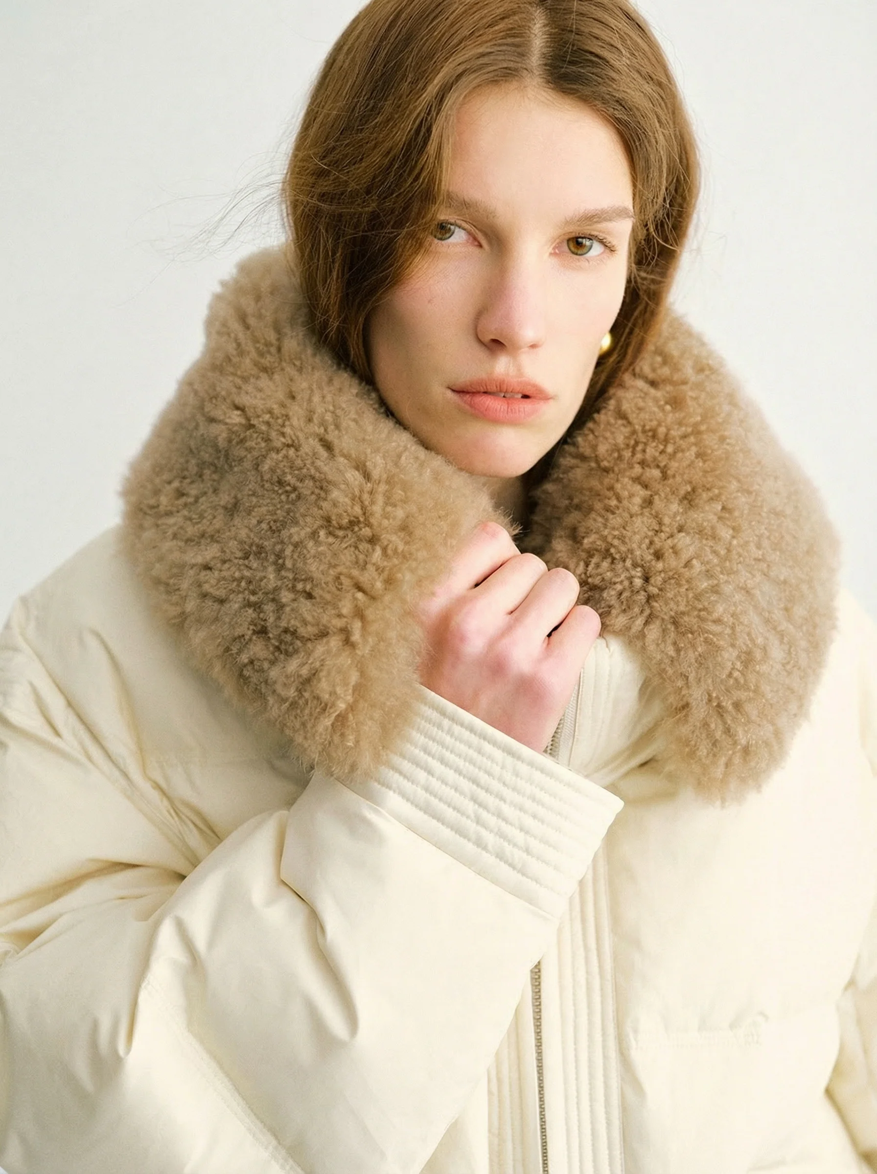 Curly Shearling Collar Down Jacket - Image 4