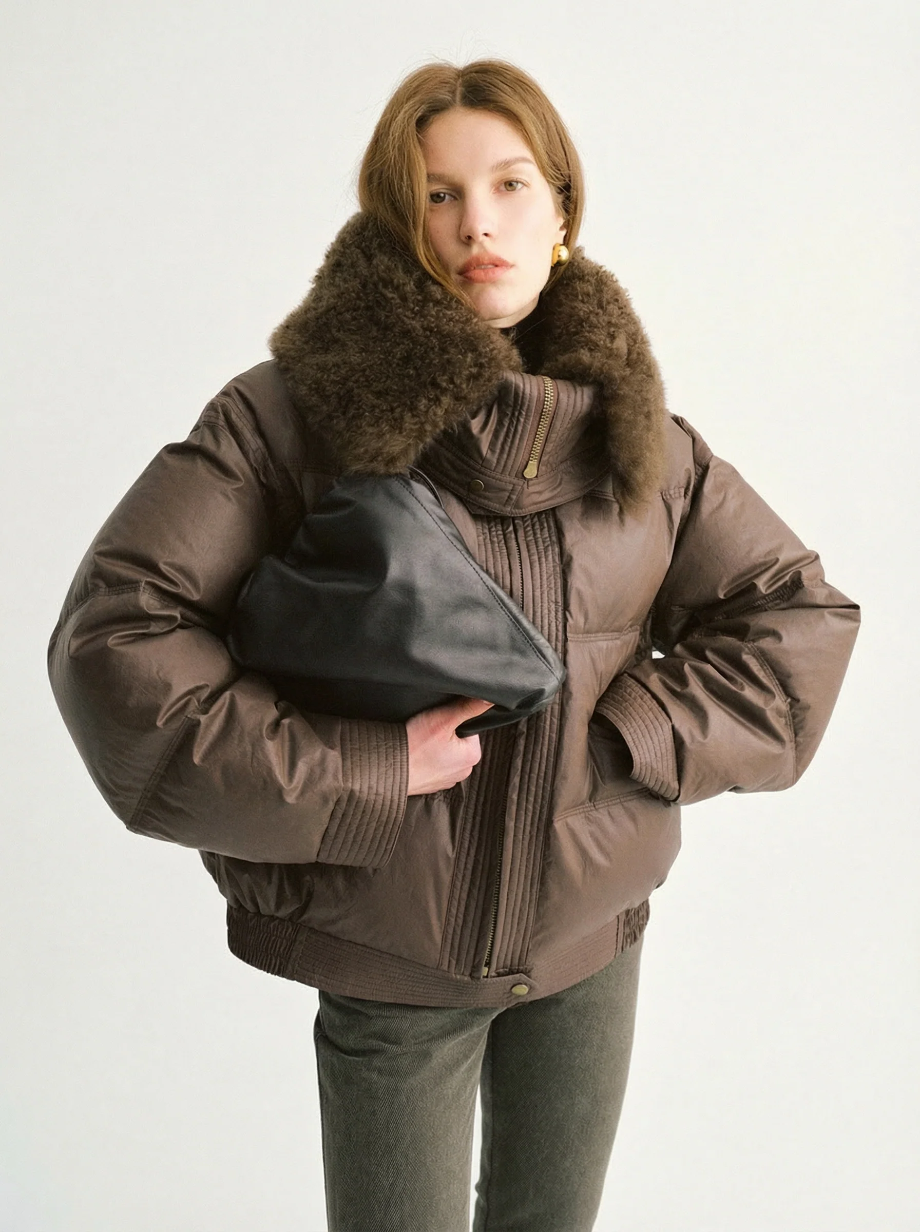 Curly Shearling Collar Down Jacket - Image 6