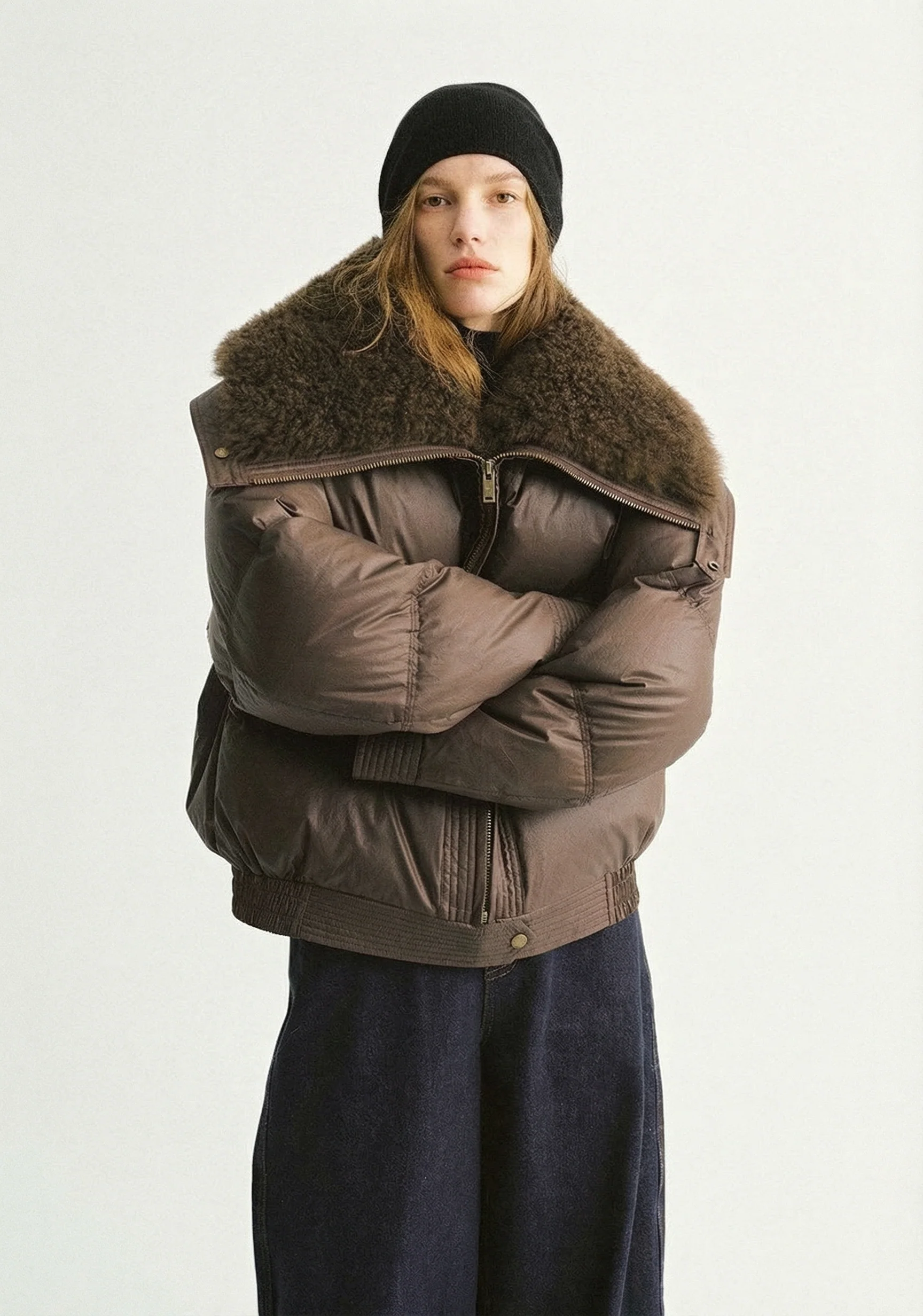 Curly Shearling Collar Down Jacket - Image 7