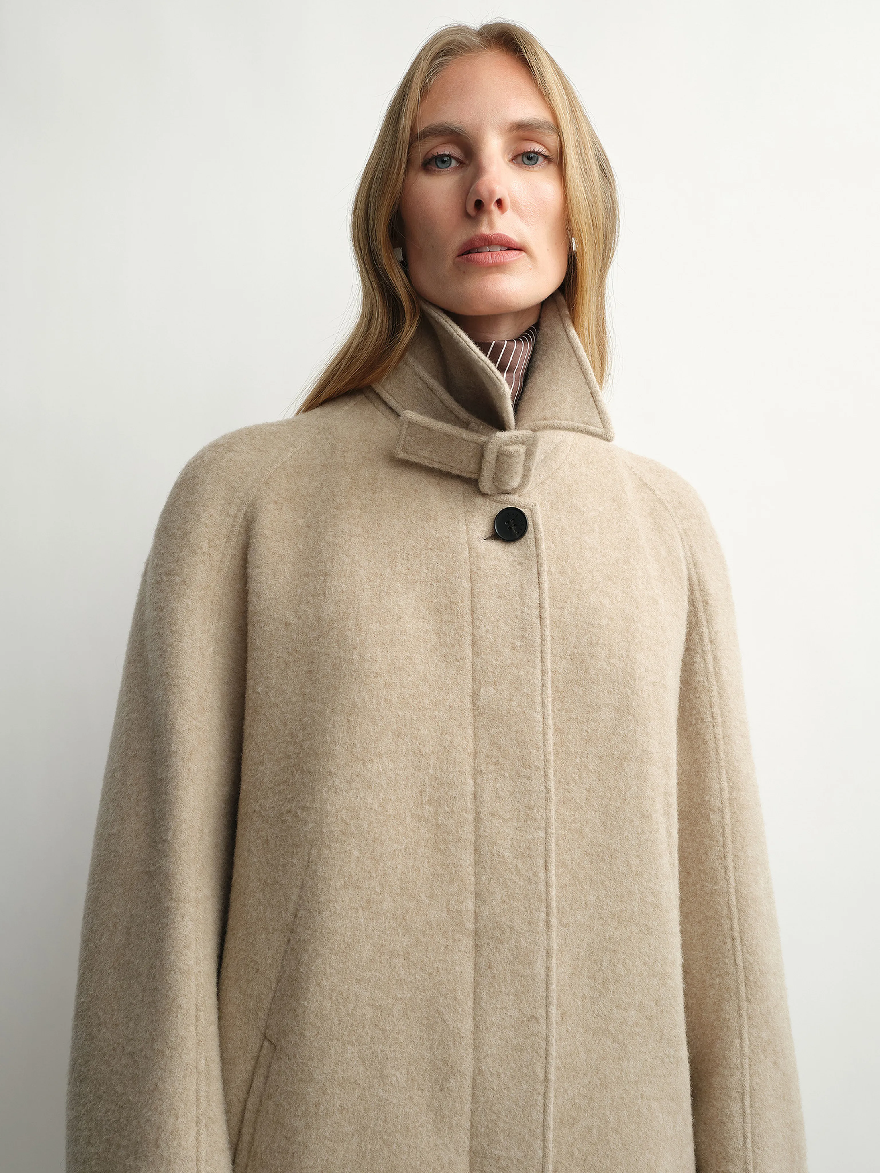 Curved Cocoon Wool Coat - Image 2