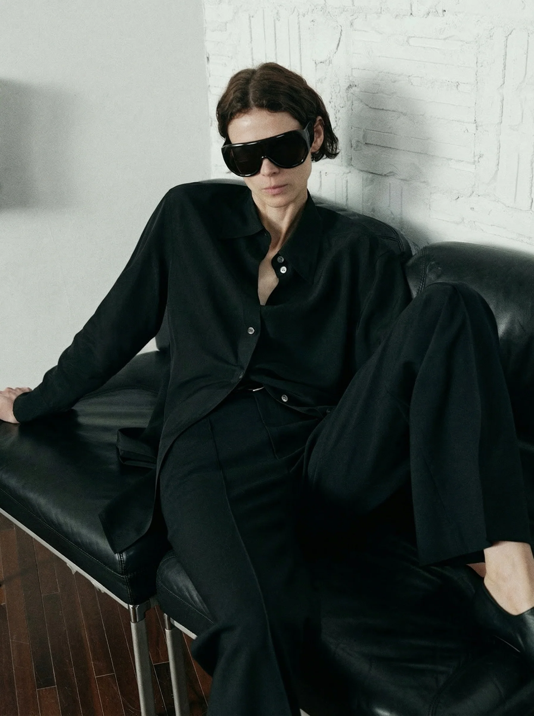 Curved-Hem Viscose Shirt