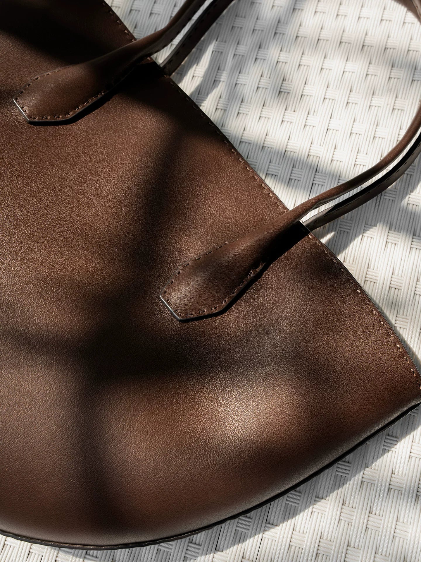 Curved Leather Tote - Image 2