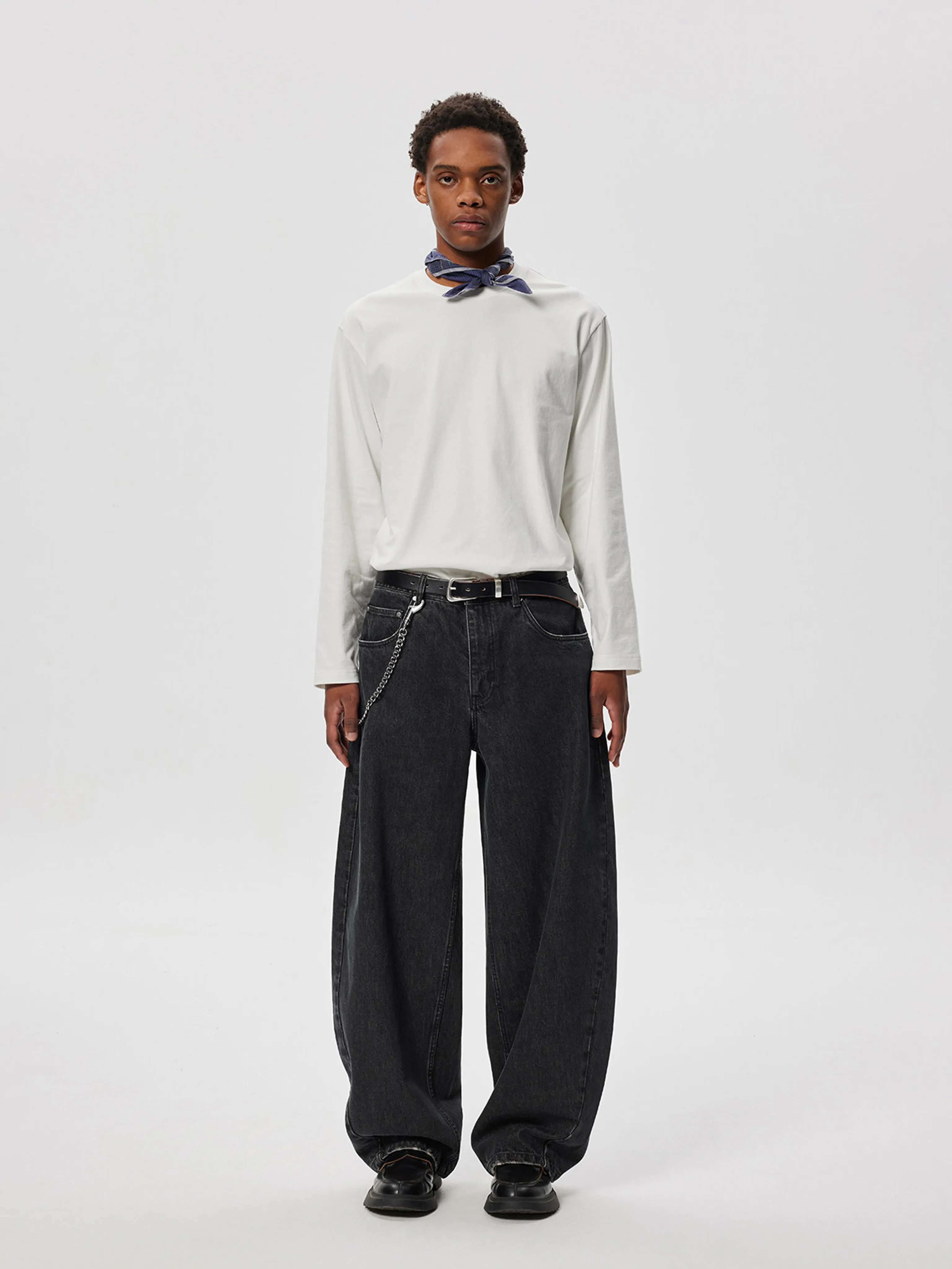 Curved-Leg Heavyweight Slub Denim Jeans