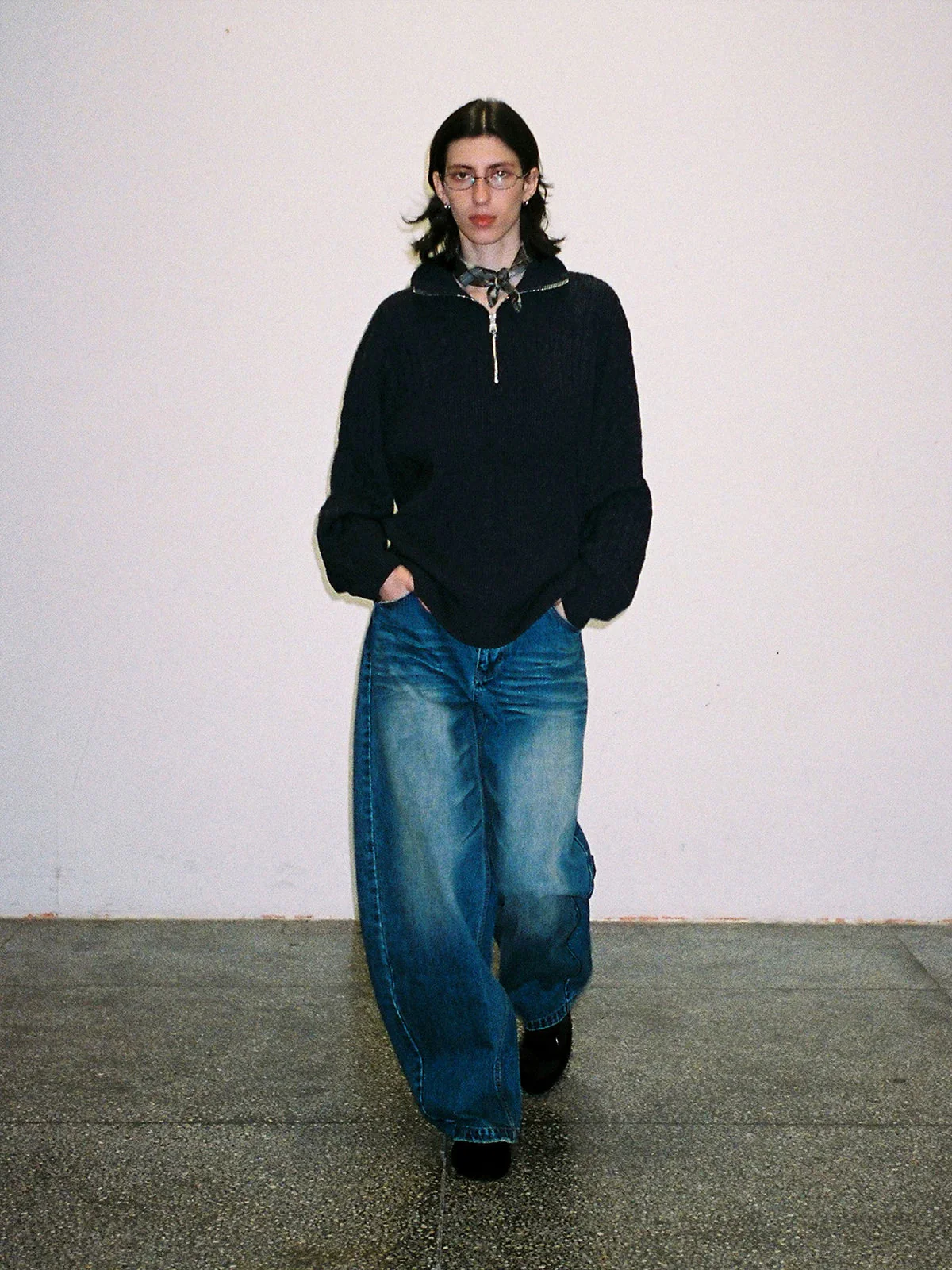 Curved-Leg Heavyweight Slub Denim Jeans - Image 5