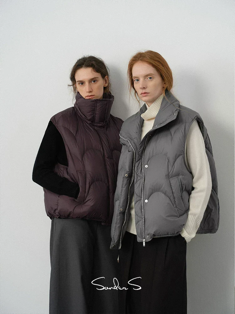 Curved-Quilt Down Vest - Image 2